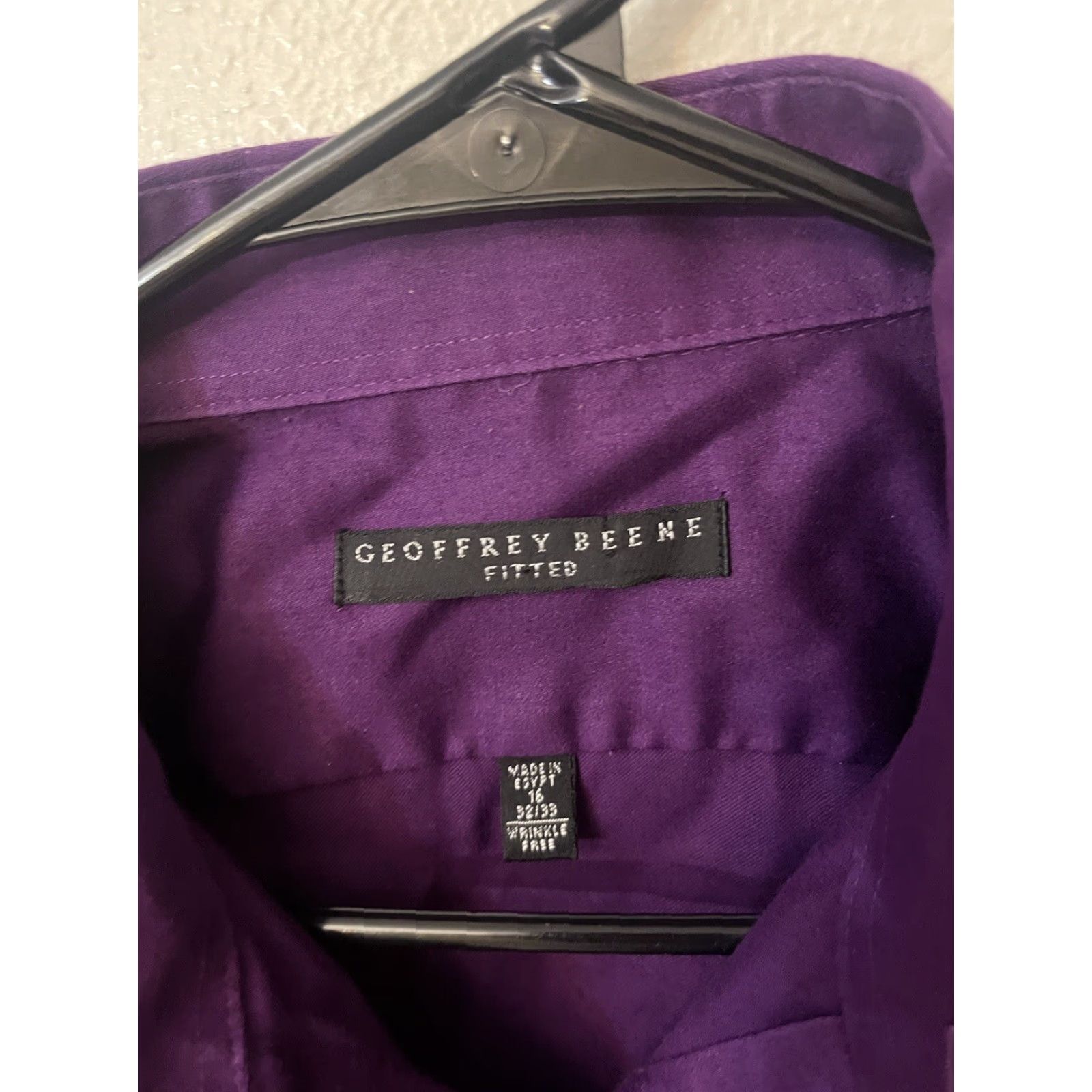 Geoffrey Beene Geoffrey Beene Mens Button-Up Dress Shirt 16 Purple Cotton Polyester Solid Long Sleeve Button-Down Size 42R - 3 Thumbnail