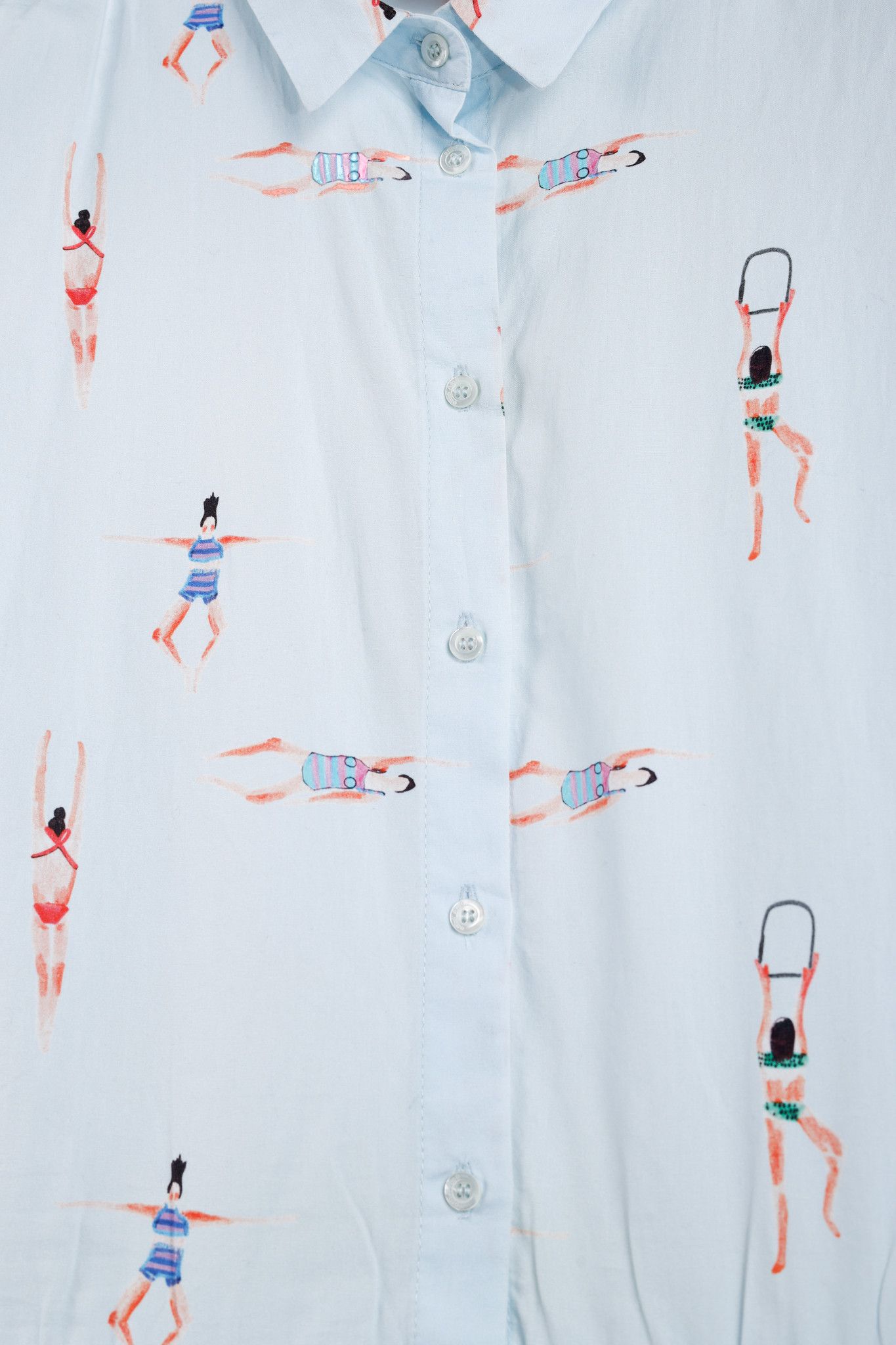Designer Ottod’Ame Swimmers Blue Sleeveless Poplin Shirtdress Size L / US 10 / IT 46 - 7 Thumbnail
