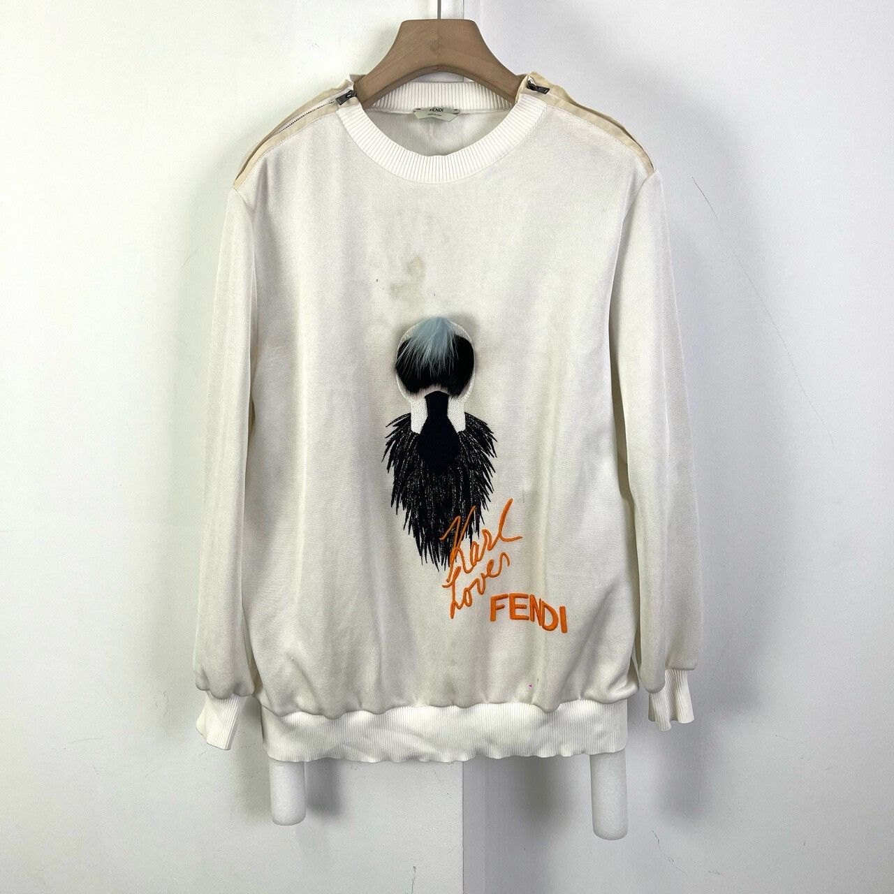 Fendi Fendi Karl Lagerfeld Fur Embroidery Sweatshirt Size US XXS / EU 40 - 1 Thumbnail
