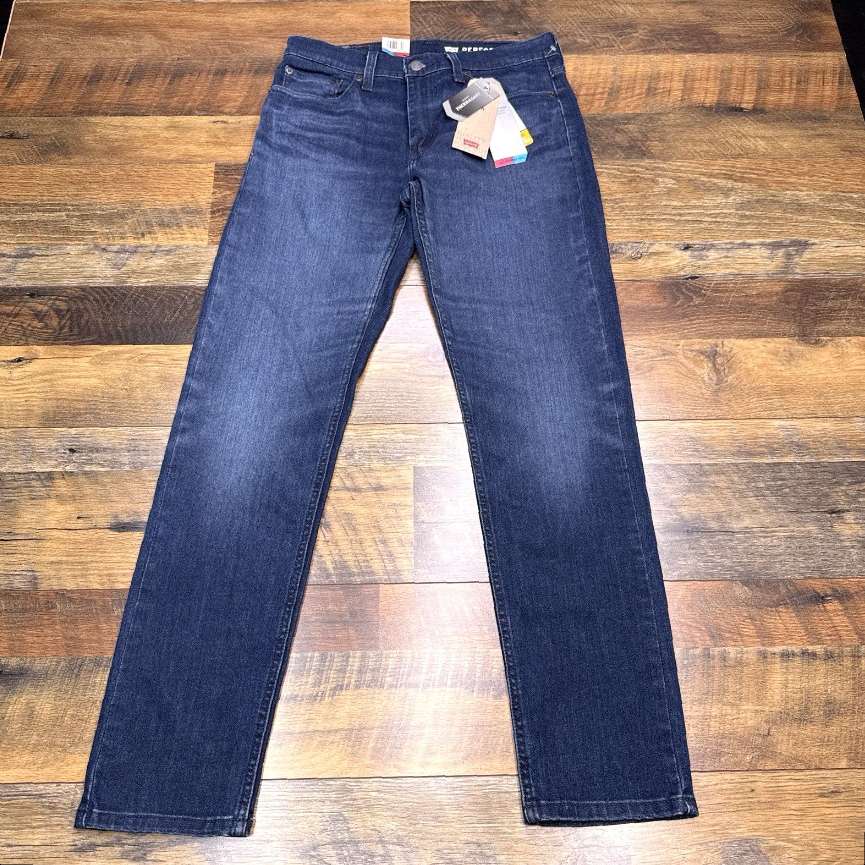 Levi's Levi's 502 Jeans Mens 29x32 Taper Stretch Denim Blue Regular Fit City 5-Pocket Logo Jeans Mens Size US 29 - 3 Thumbnail