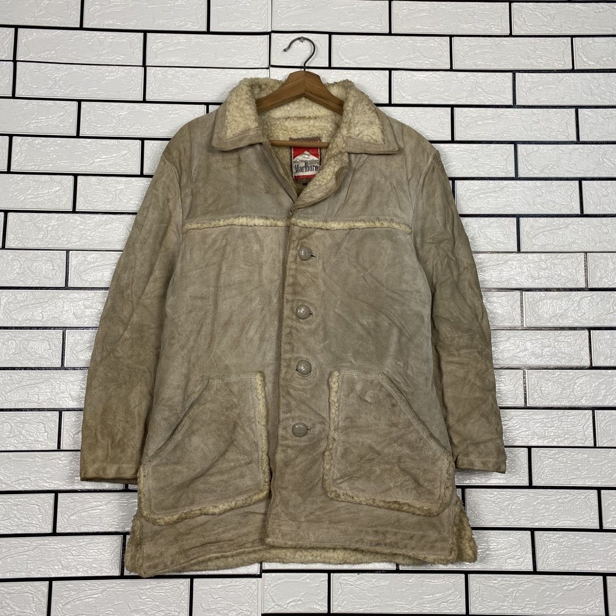 Marlboro 📌Vintage Marlboro Sherpa Genuine Leather Jacket Workwear Size US M / EU 48-50 / 2 - 2 Thumbnail