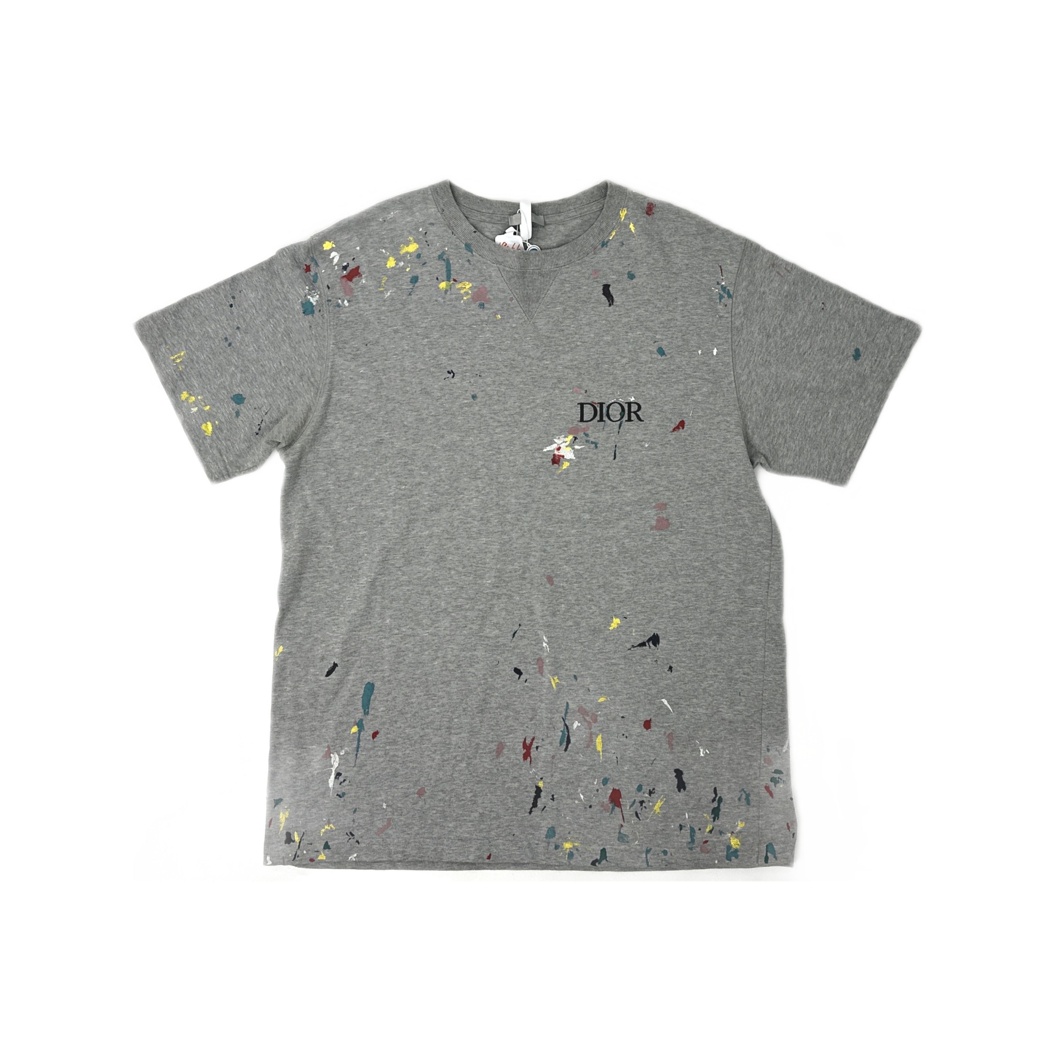 Dior Gray Dior T-Shirt with Paint Splatter | Grailed