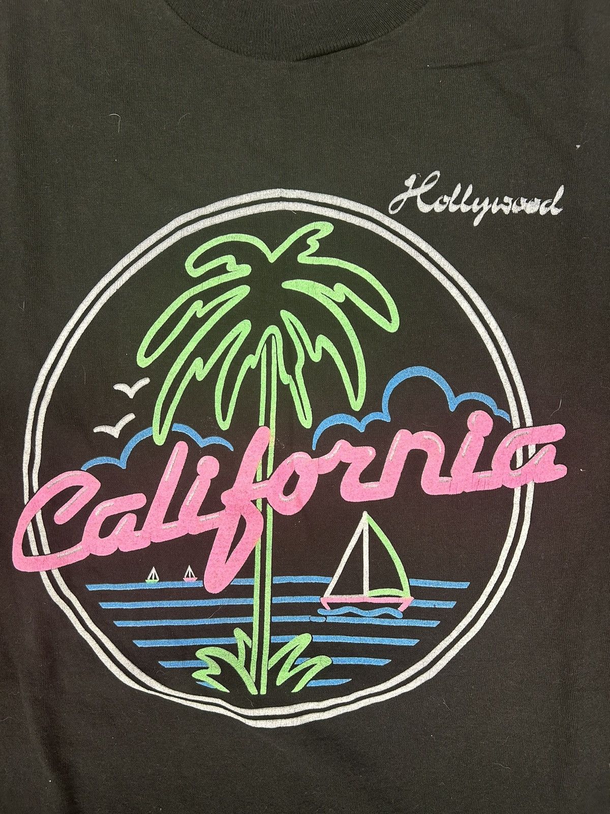 Vintage Crazy Vintage 90s Essential Black Neon California Tee Shirt Size US XL / EU 56 / 4 - 2 Thumbnail