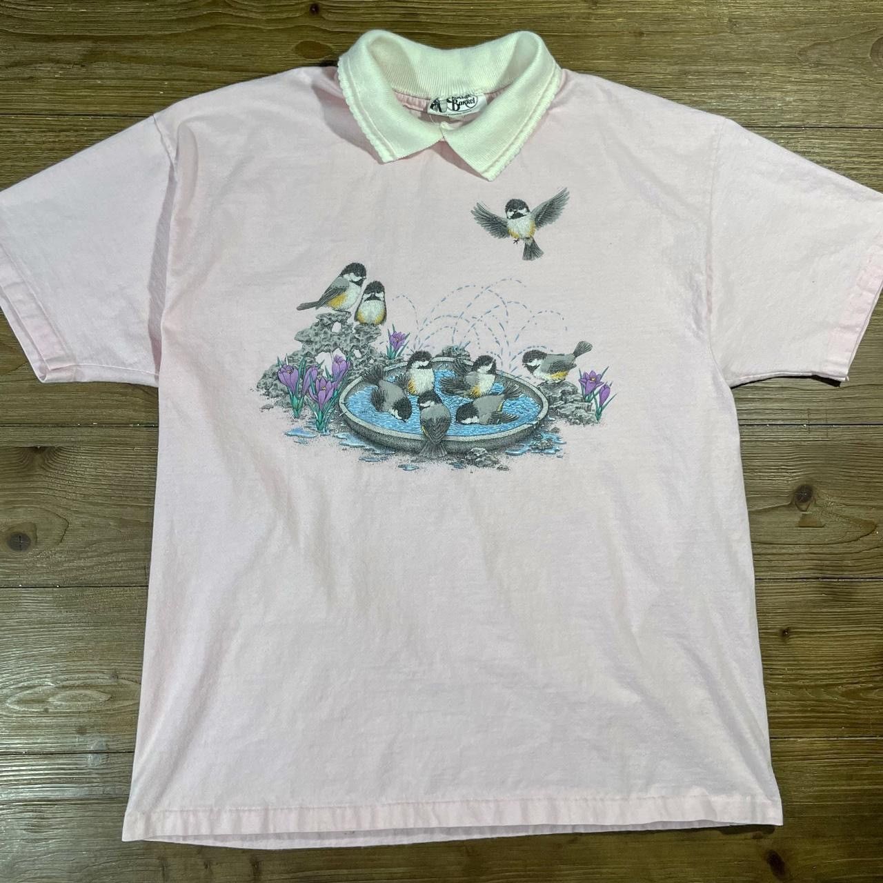 Vintage Vintage 90’s Chickadee Bird Bath T-Shirt Size US XL / EU 56 / 4 - 1 Thumbnail