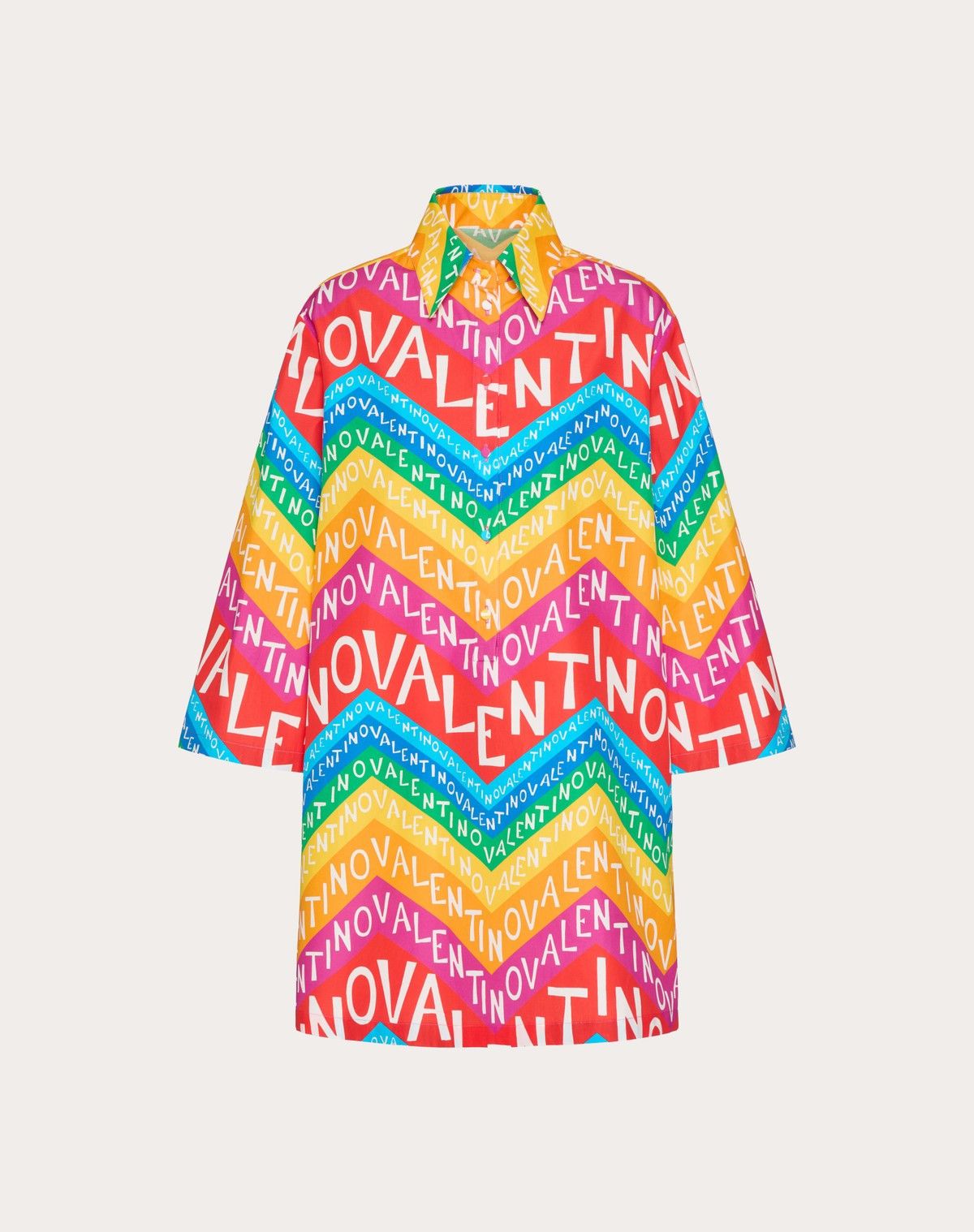 o1s1wg110525 Chevron 24 Popeline Short Dress in Multicolor