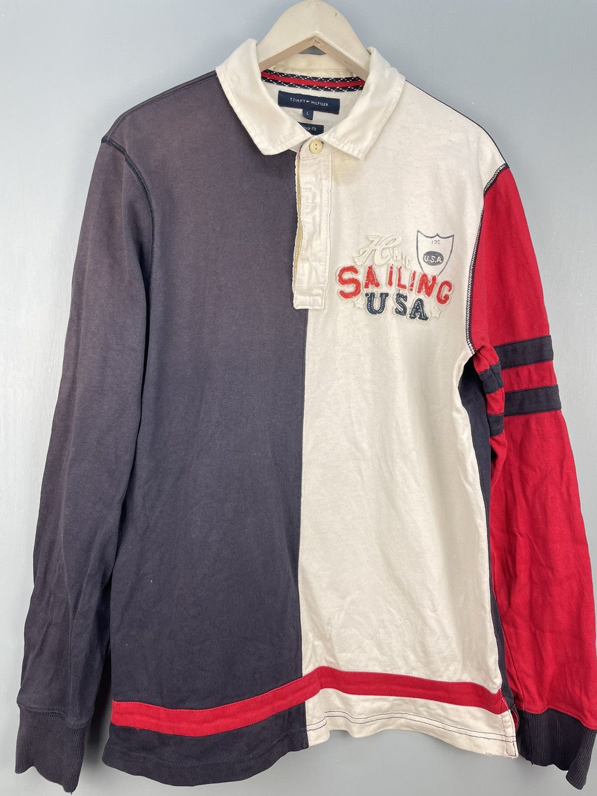 Tommy Hilfiger Vintage 90s Tommy Hilfiger Sailing USA polo shirt Size US L / EU 52-54 / 3 - 3 Thumbnail