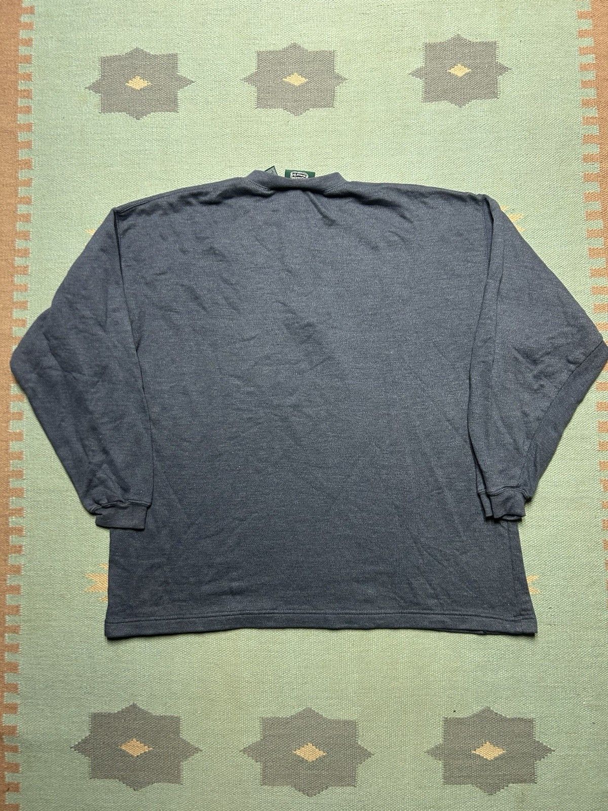 Vintage Vintage Henley sweater ribbed heavy knit shirt blue blank XL Size US XL / EU 56 / 4 - 5 Thumbnail