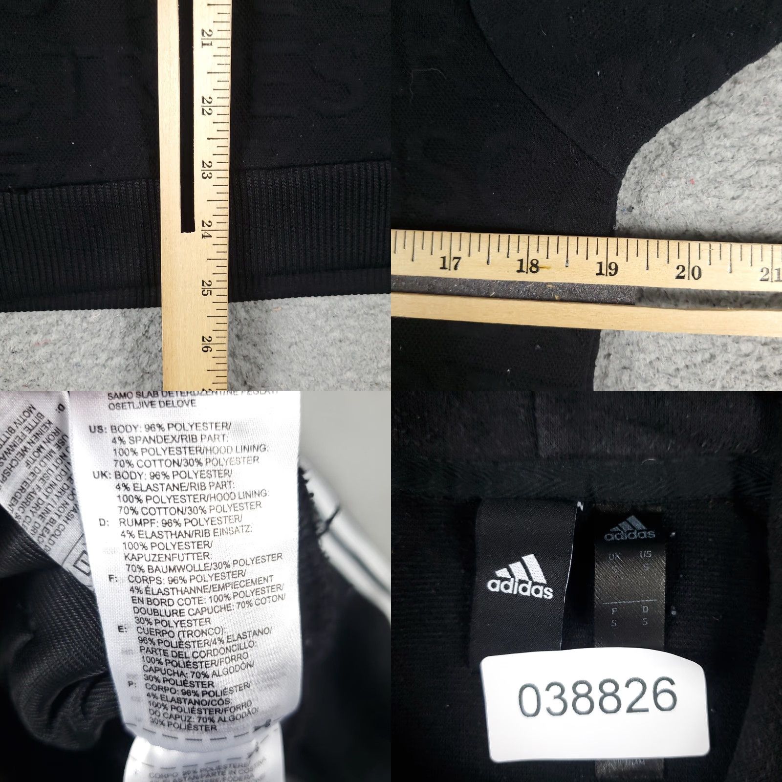 Adidas Adidas Hoodie Mens Small Black Pullover Sweatshirt Sweater Mock Neck Logo Pocket All Seasons Casual Sports Size US S / EU 44-46 / 1 - 8 Thumbnail