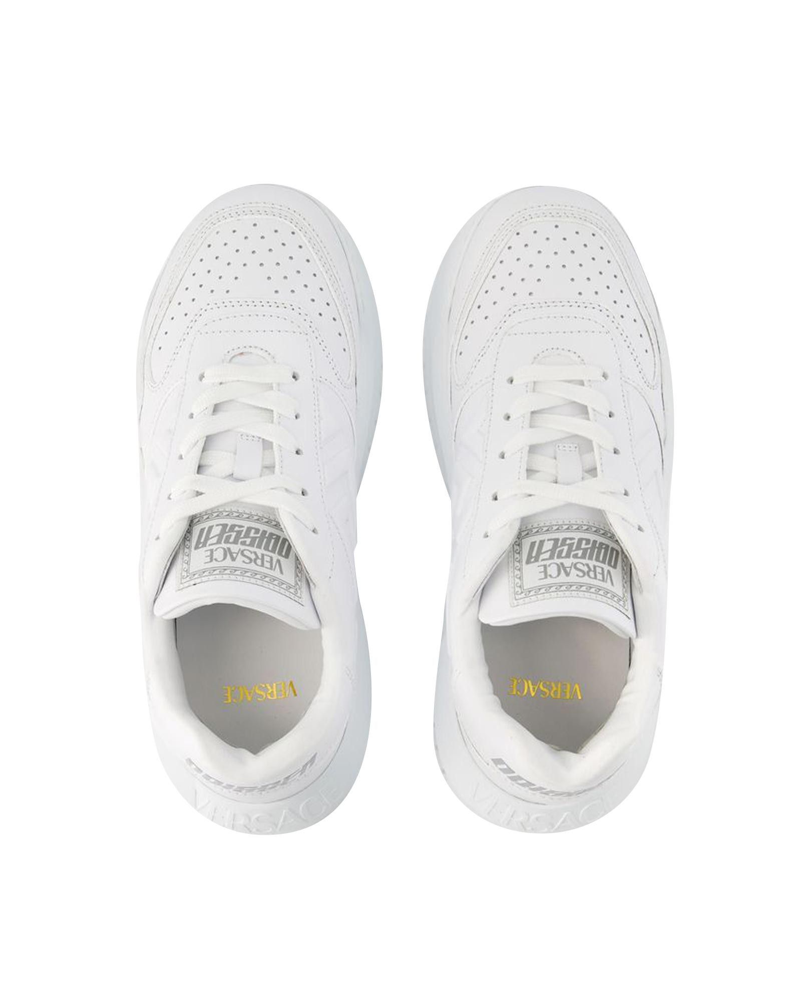 image of Versace Smooth Calfskin Top Lace Sneakers in White, Men's (Size 8)