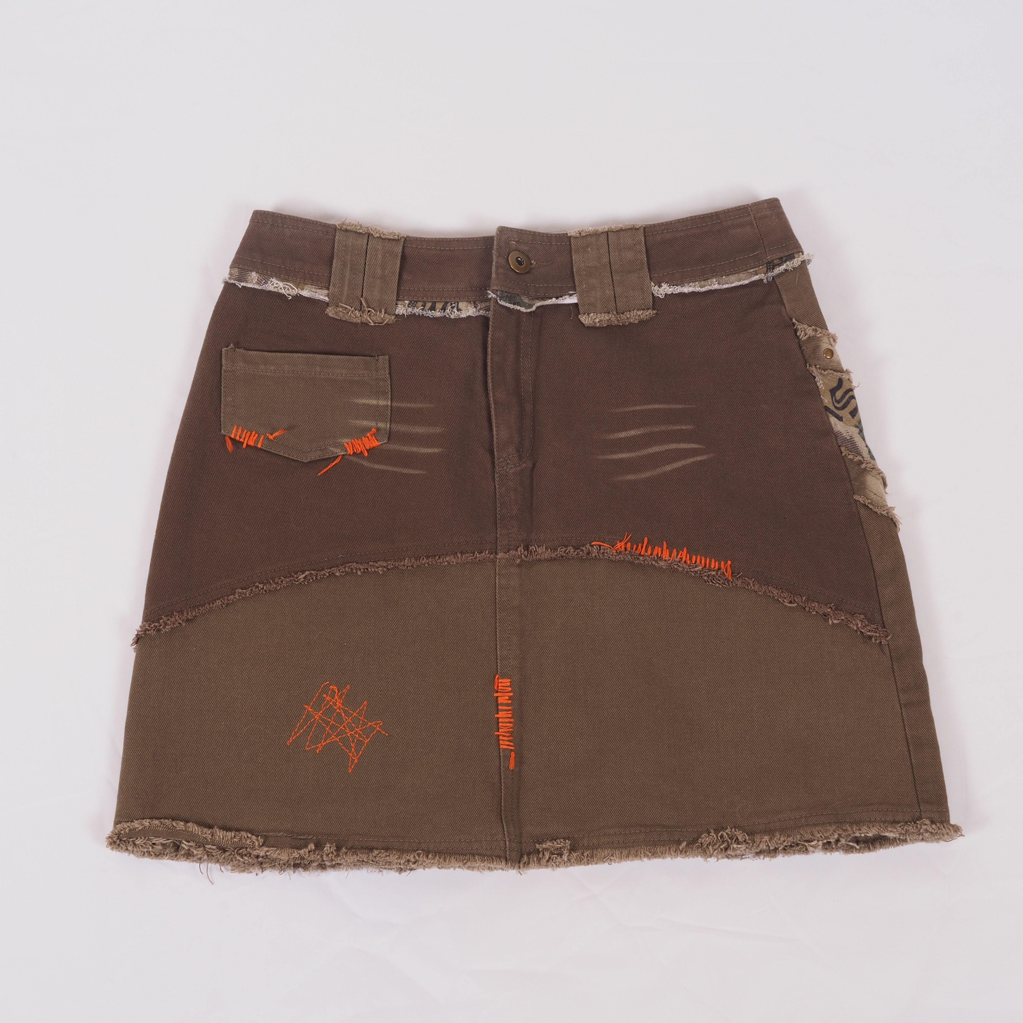 Cop Copine Cop Copine Vintage Brown Patchwork Mini Skirt Distressed Size 27" / US 4 / IT 40 - 5 Thumbnail