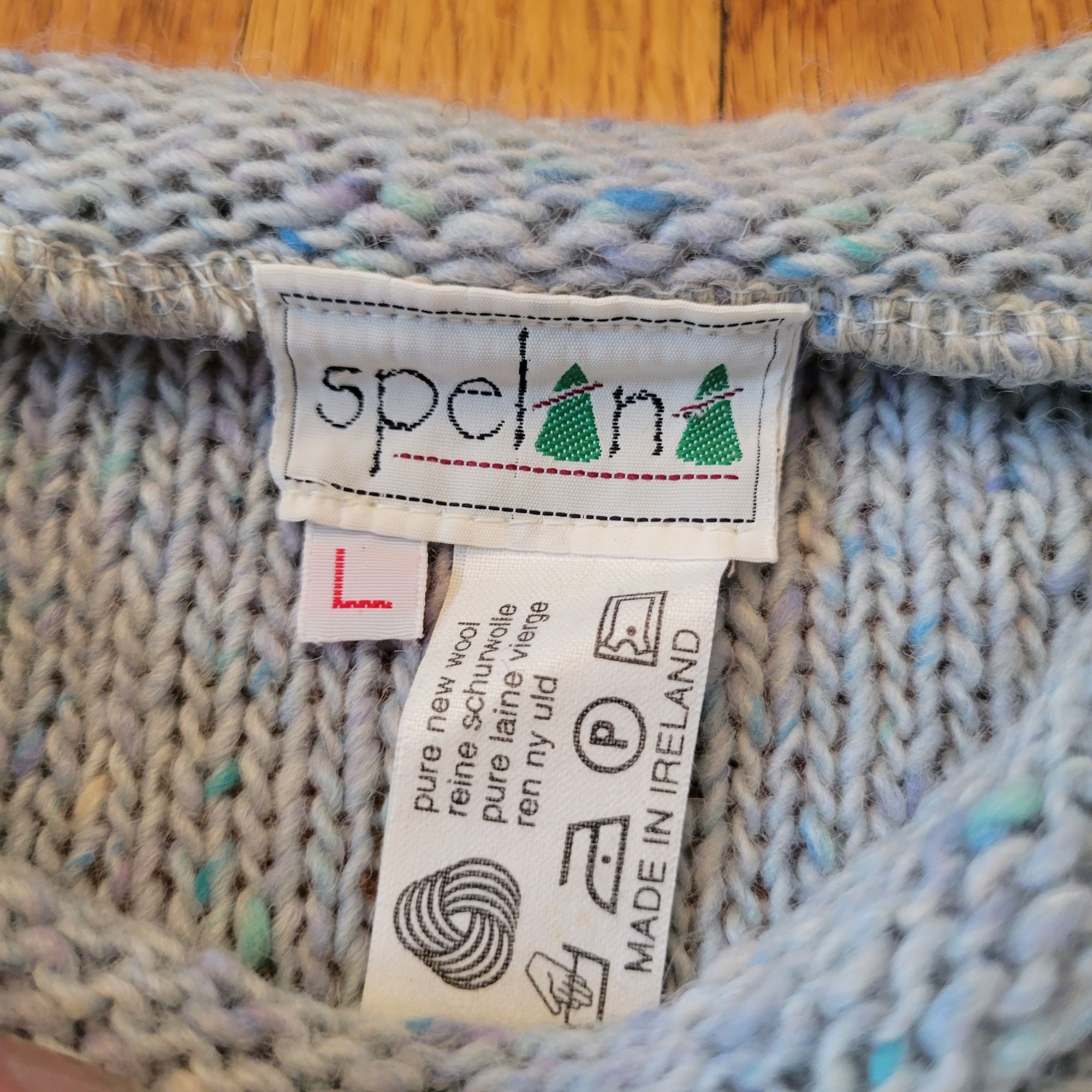 Vintage Spelana L Pure New Wool Sweater Made In Ireland Blue Size L / US 10 / IT 46 - 4 Thumbnail
