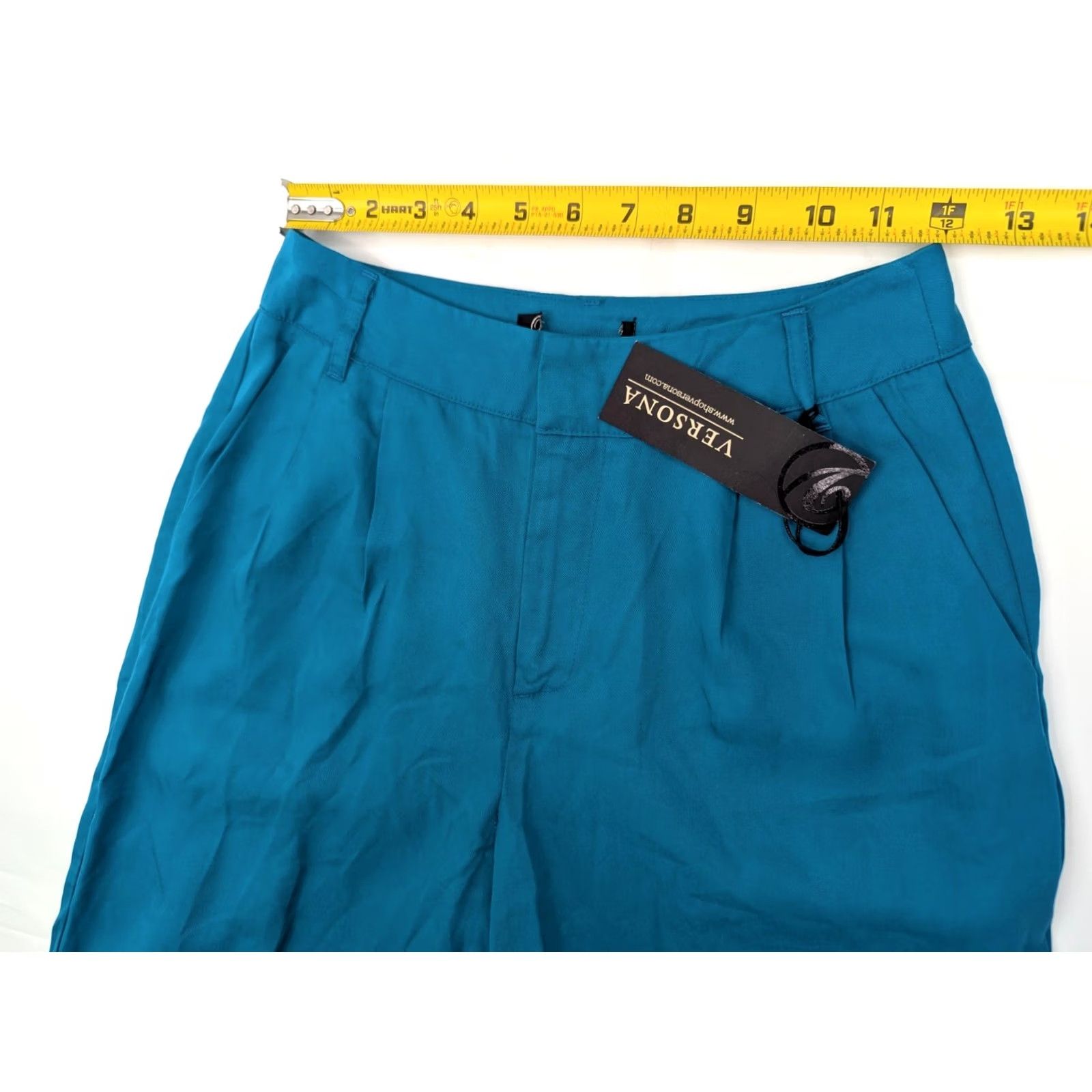 Vintage Versona Classic Fit Lyocell Wide-Leg Pants Women 0 Long Teal Blue Size 25" / US 0 / IT 36 - 7 Thumbnail