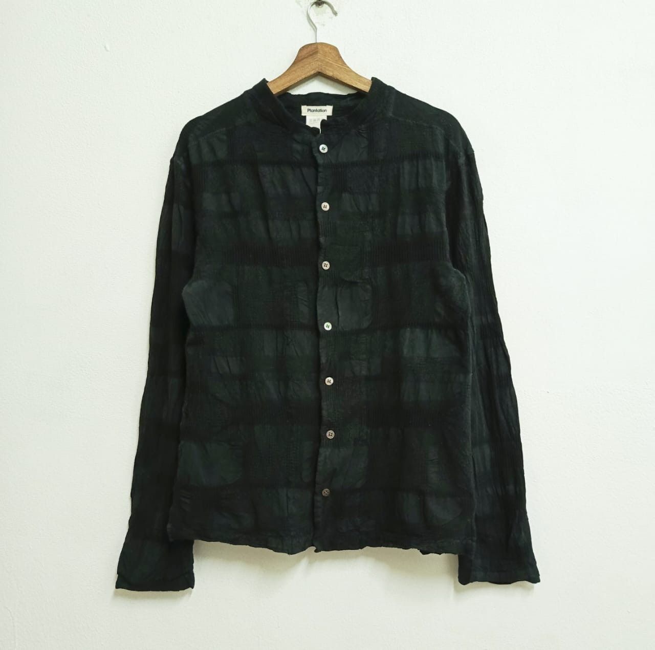Plantation Issey Miyaki Men Textured Band Collar Shirt