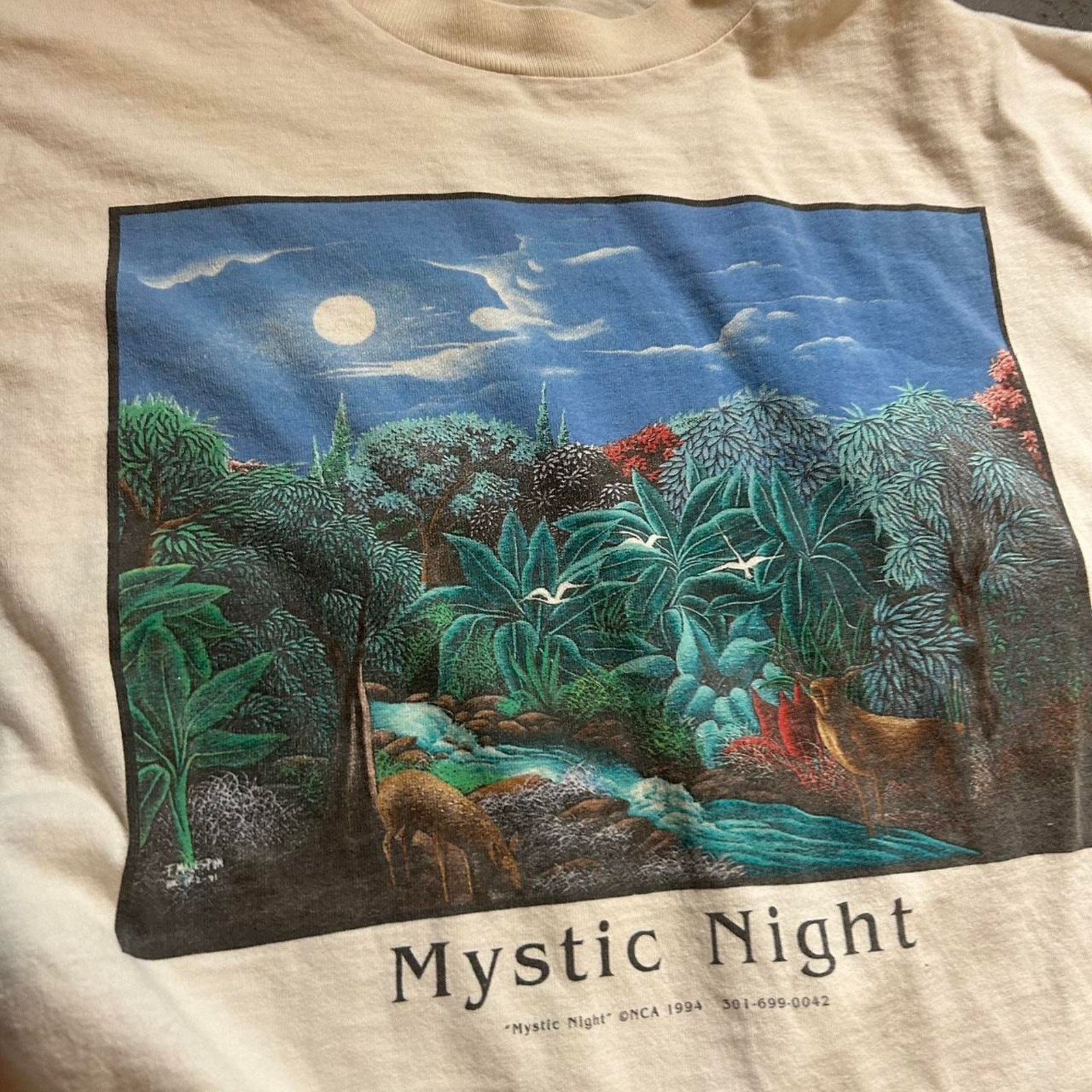 Hanes 90s fruit of the loom mystic night art tee shirt Size US XL / EU 56 / 4 - 3 Thumbnail