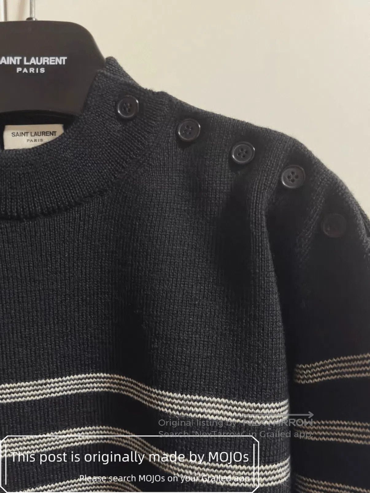 Saint Laurent Paris Saint Laurent Paris 16AW Shoulder Button Knitwear mojos5614 Size US S / EU 44-46 / 1 - 2 Thumbnail