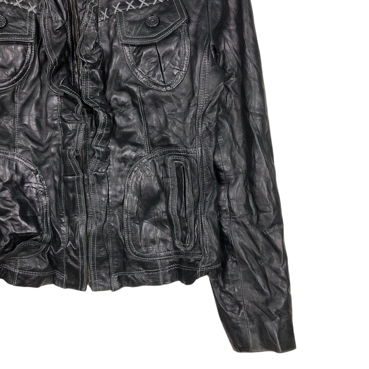 Japanese Brand Cropped Biker Leather Jacket Nouvo Nouvo Issey Miyake Size US S / EU 44-46 / 1 - 5 Thumbnail
