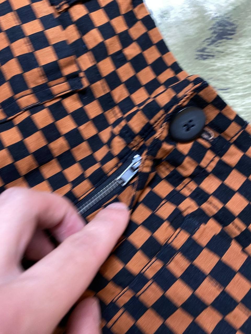 Japanese Brand Anthropologie Maeve Orange/Black Check Flared Baggy Pants Size US 26 / EU 42 - 5 Thumbnail