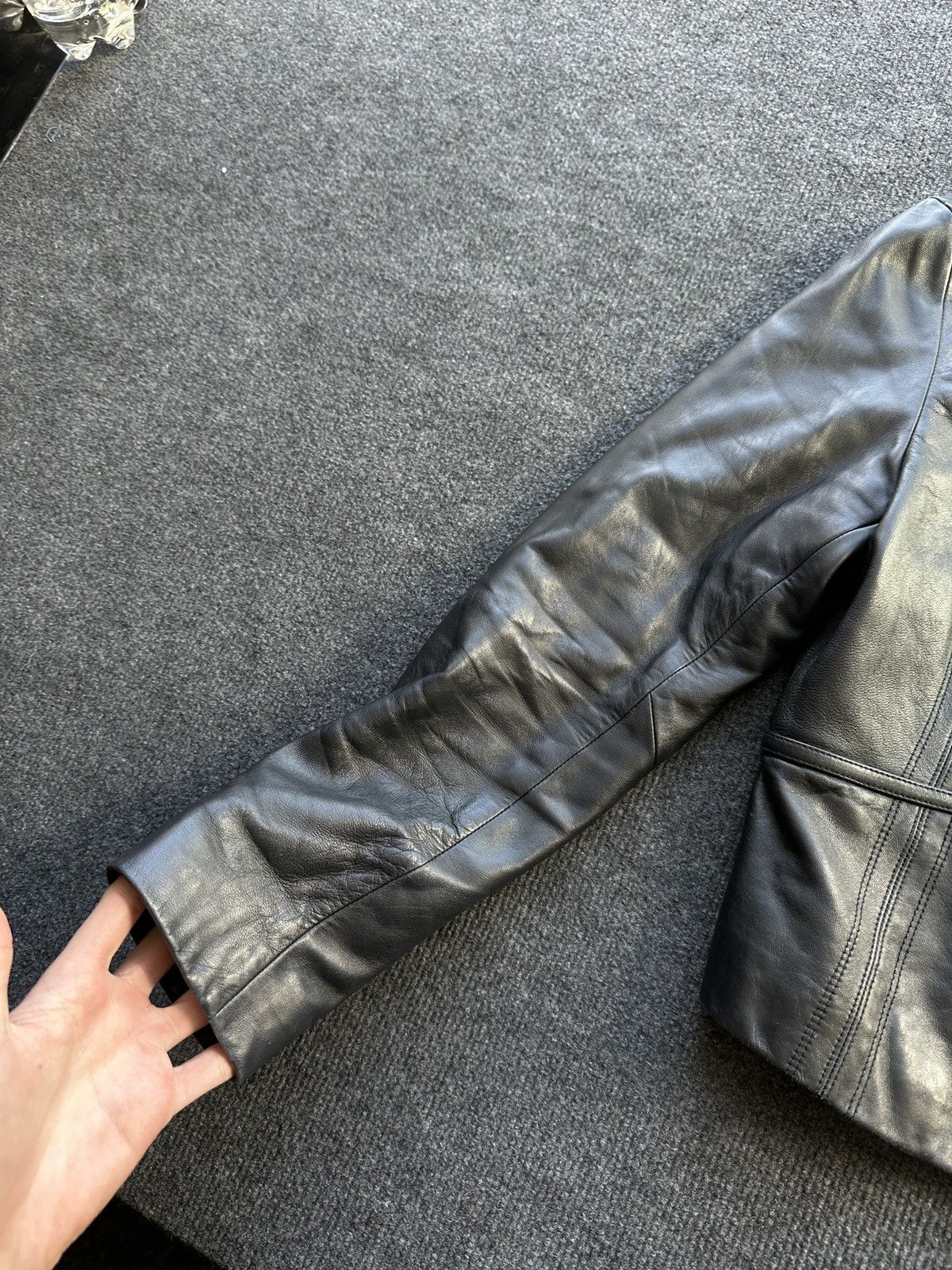 Other 🚨Y2K RICK OWENS TYPE DIRTY SLIM FIT ZIP LEATHER JACKET Size M / US 6-8 / IT 42-44 - 5 Thumbnail
