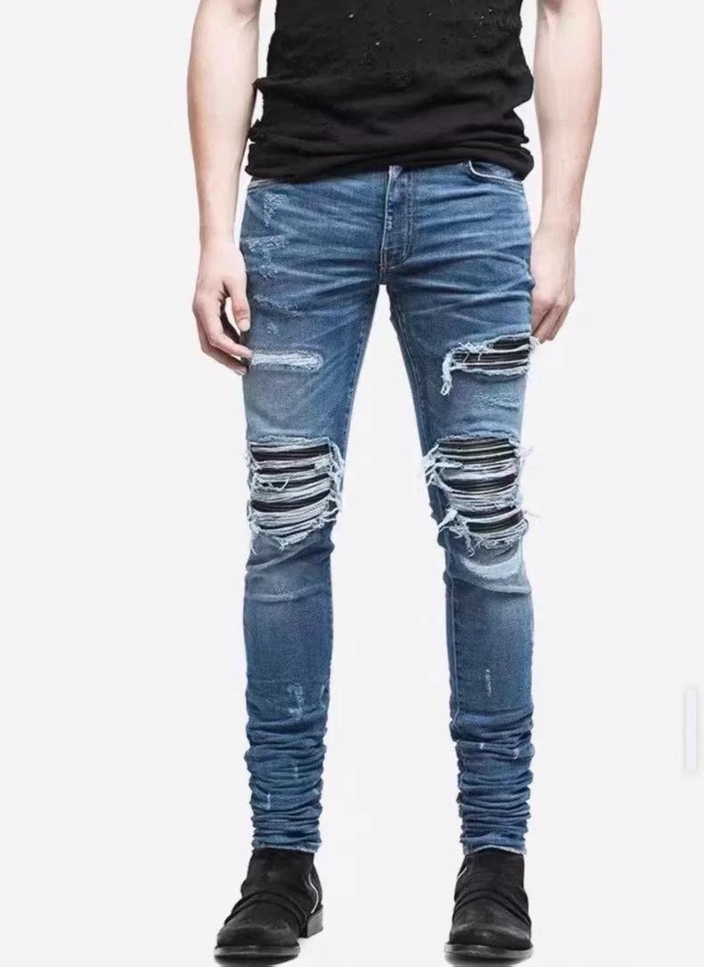 Amiri Amiri Blue Wash Distressed Denim Jeans Size US 29 - 5 Thumbnail