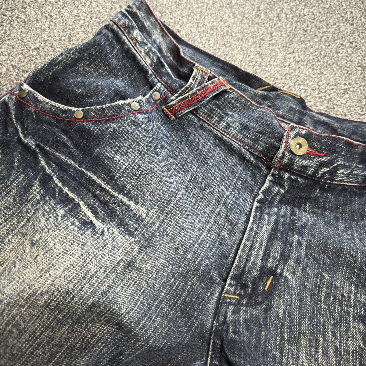 If Six Was Nine Vintage 90s Japanese Whisker Distressed Iron Denim Size US 34 / EU 50 - 13 Thumbnail