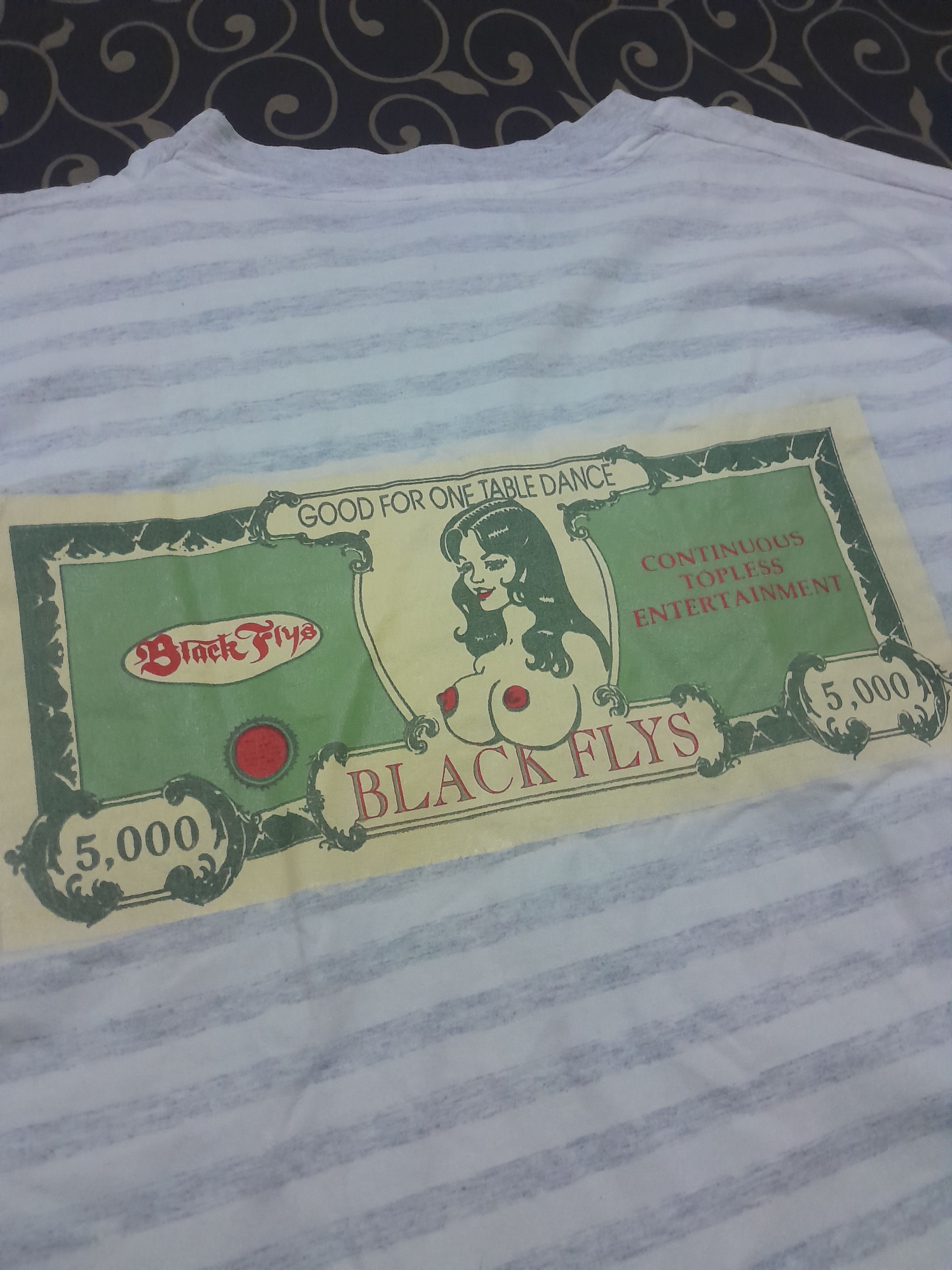 Vintage Black flys nude dollar bill tee rare anvil tag hook ups Size US XL / EU 56 / 4 - 6 Thumbnail