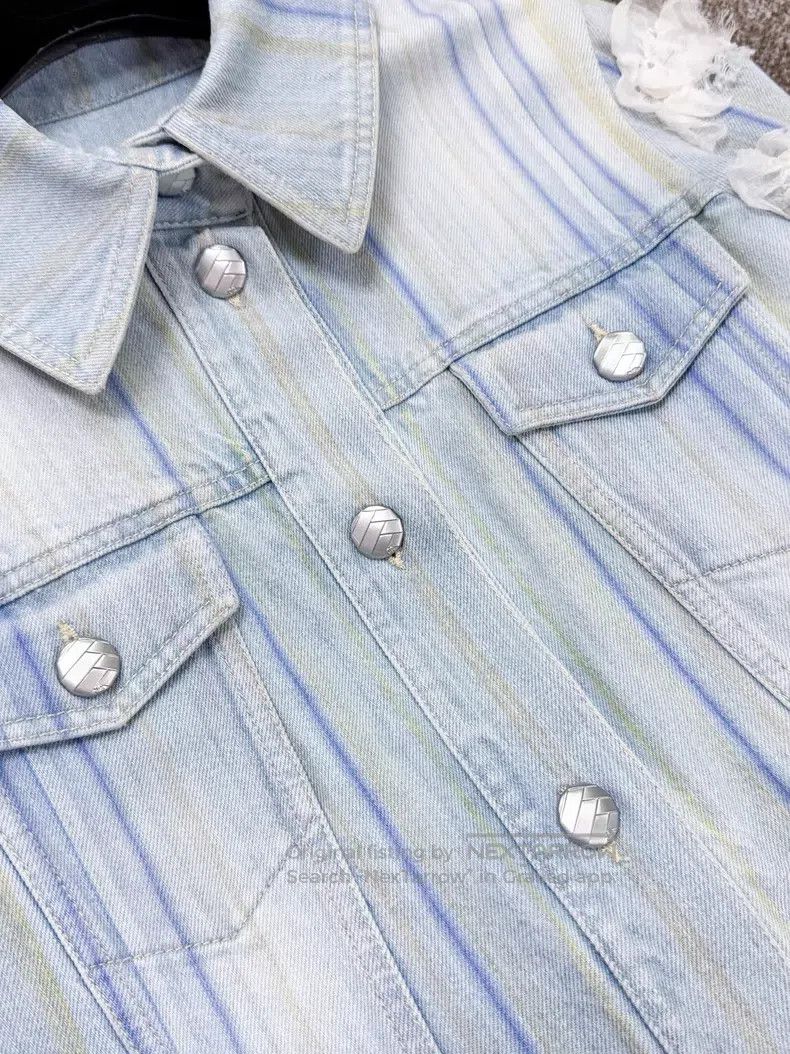 Chanel Chanel Blue vertical striped camellia denim jacket Size XS / US 0-2 / IT 36-38 - 5 Thumbnail