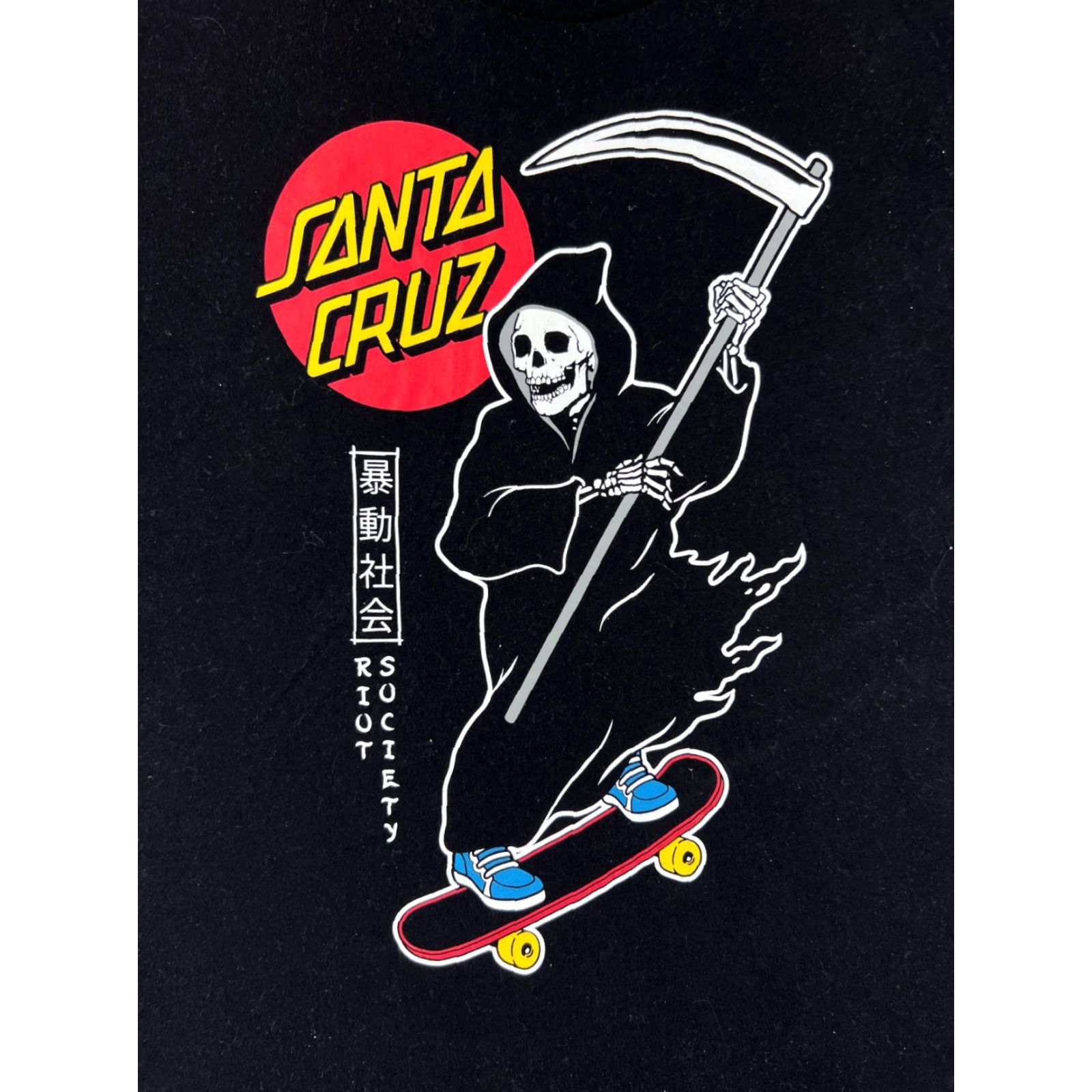 Vintage Santa Cruz Shirt Adult M Black Death Skates Made USA Riot Society USA Logo Cotton Jersey Crew Neck Short Sleeve Mens T-Shirt Size US M / EU 48-50 / 2 - 6 Thumbnail