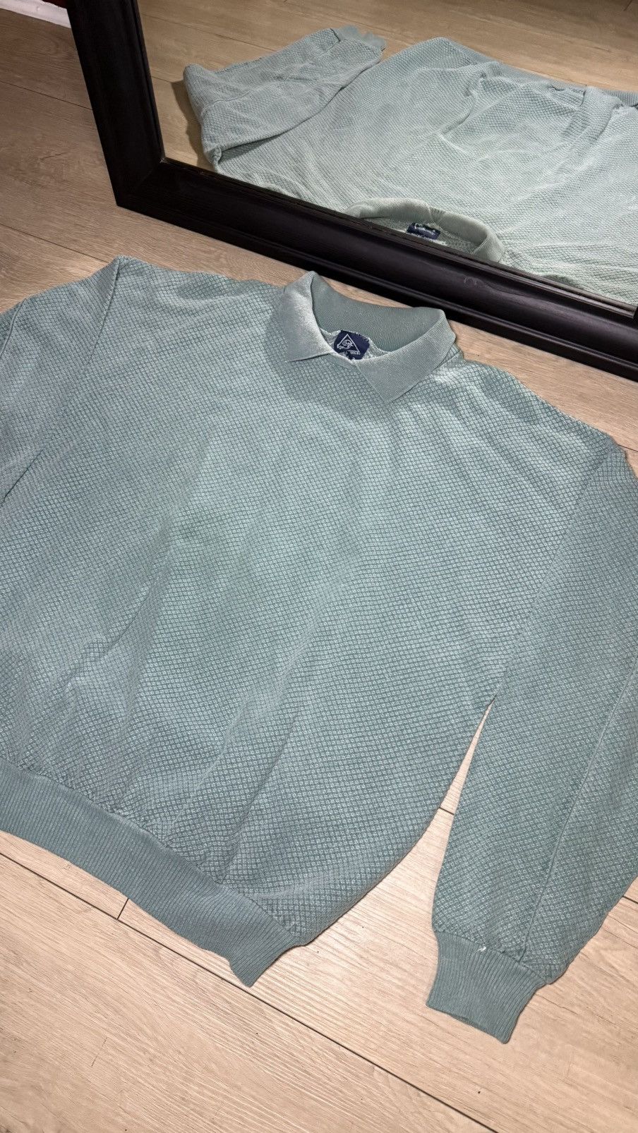 Gotcha Vintage 1990s Sea Foam Blue Thermal Waffle Weave Long Sleeve Size US XL / EU 56 / 4 - 3 Thumbnail