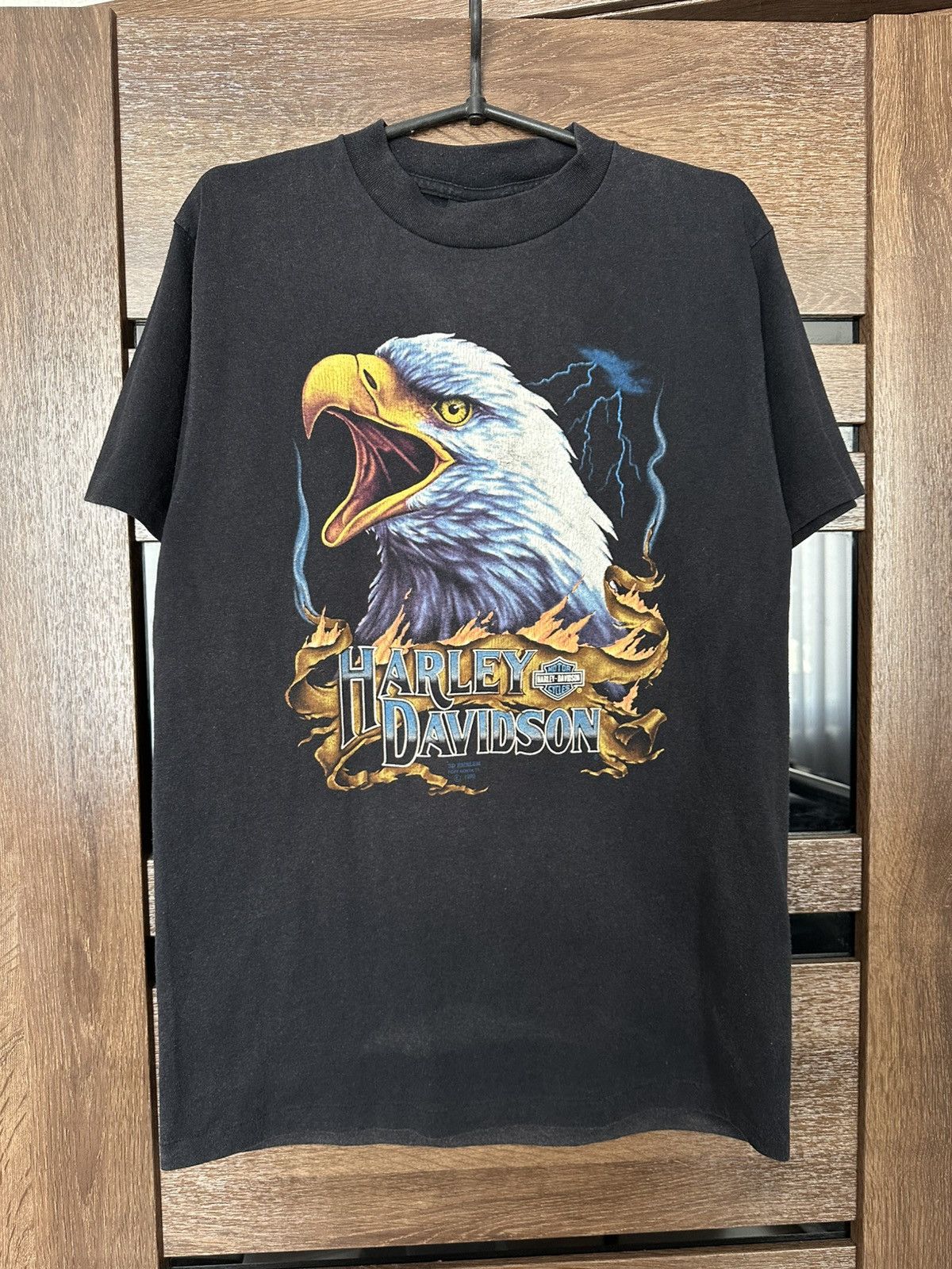 Harley Davidson 1990 Harley Davidson Eagle 3D Emblem Vintage T-Shirt Size US L / EU 52-54 / 3 - 2 Thumbnail
