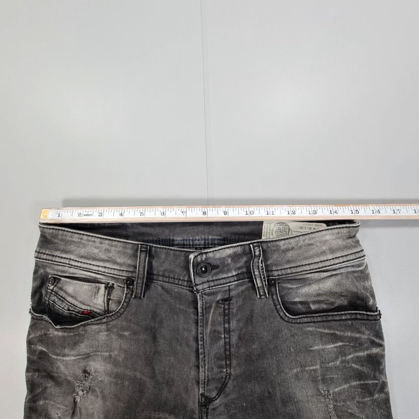 Diesel Diesel Sleenker Jeans Mens Grey Skinny Slim Stretch Denim 0676P W30 L29 5-Pocket Distressed 98% Cotton Elastane Slim Fit Size US 30 / EU 46 - 5 Thumbnail