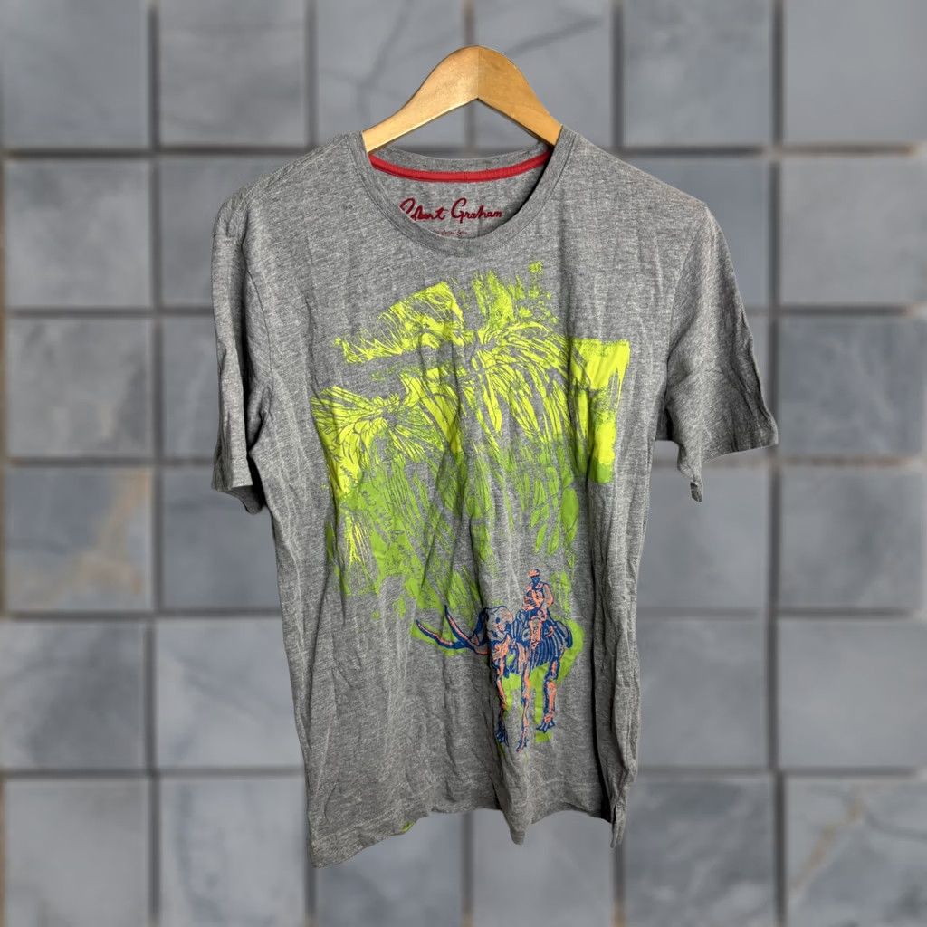 Robert Graham Robert Graham Shirt Mens Small Gray Graphic Elephant Palm Trees Cotton T-Shirt Short Sleeve Crew Neck Graphic Print Size US S / EU 44-46 / 1 - 1 Thumbnail