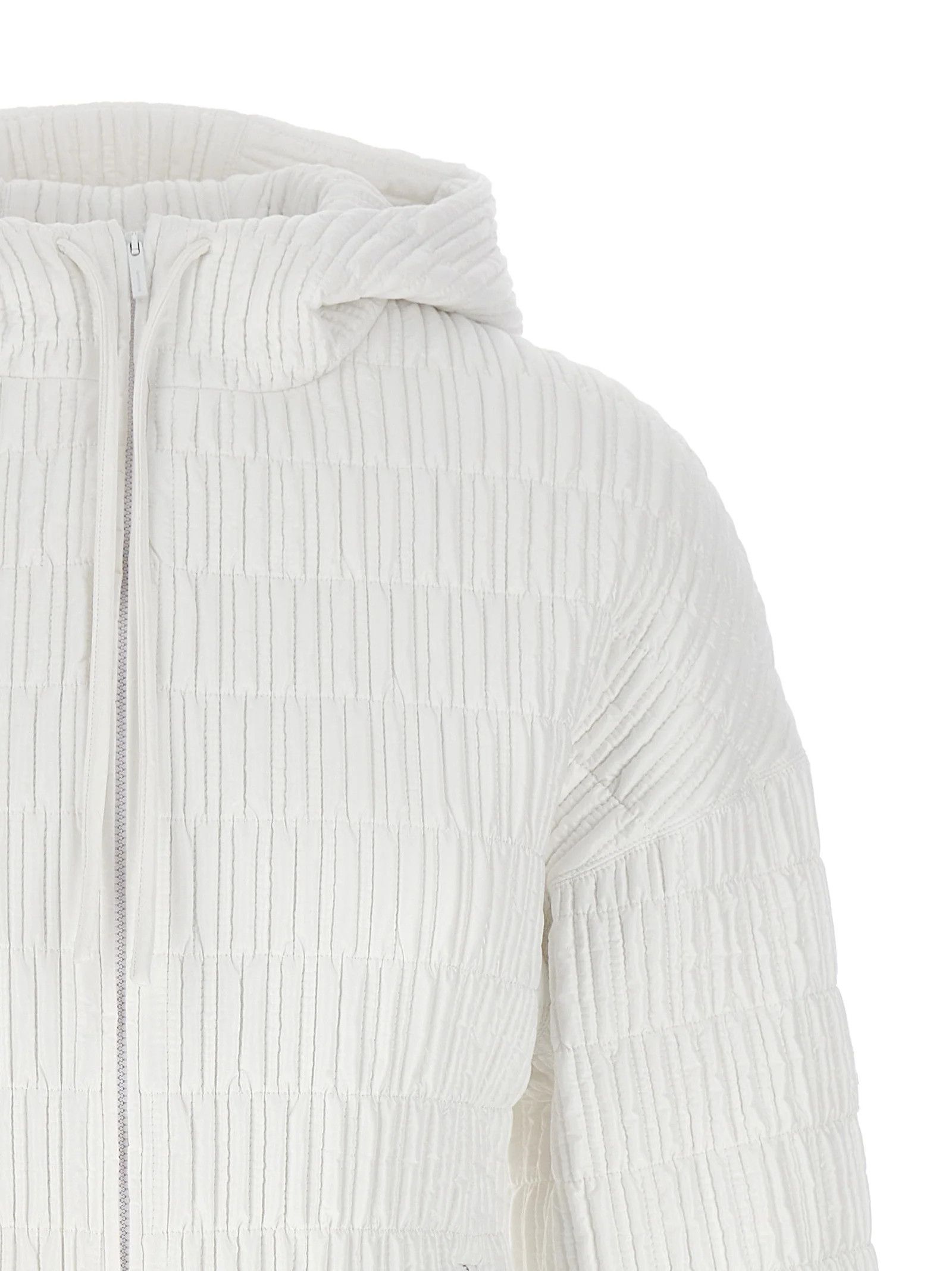 Salvatore Ferragamo o1s1rm1224 Quilted Bomber Jacket in White Size M / US 6-8 / IT 42-44 - 3 Thumbnail