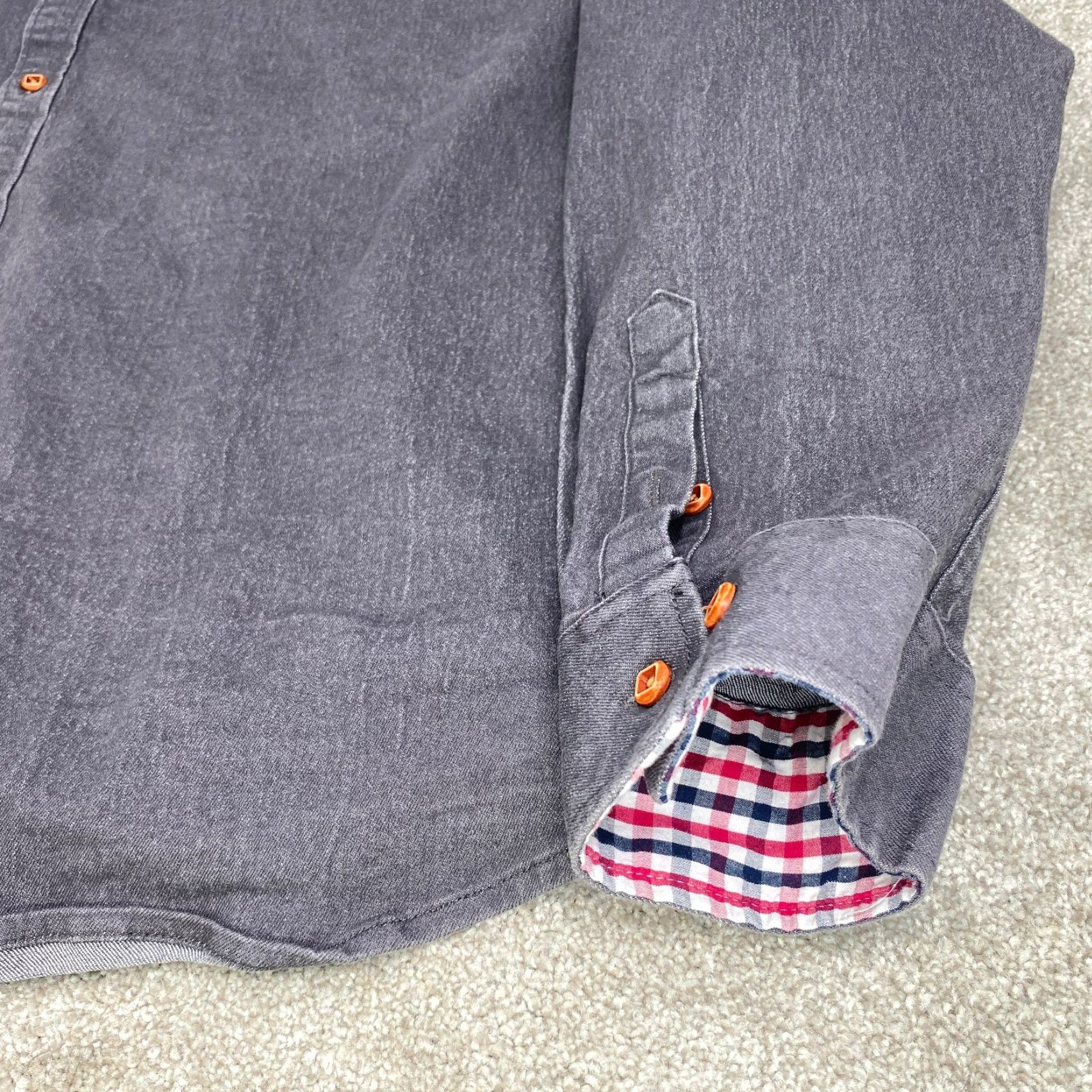 Denime Coofandy Shirt Mens 4XL Gray Denim Long Sleeve Button-Up Shirt Adult 4XL Gray Denim Long Sleeve Button-Up 6960 Size US XXL / EU 58 / 5 - 3 Thumbnail