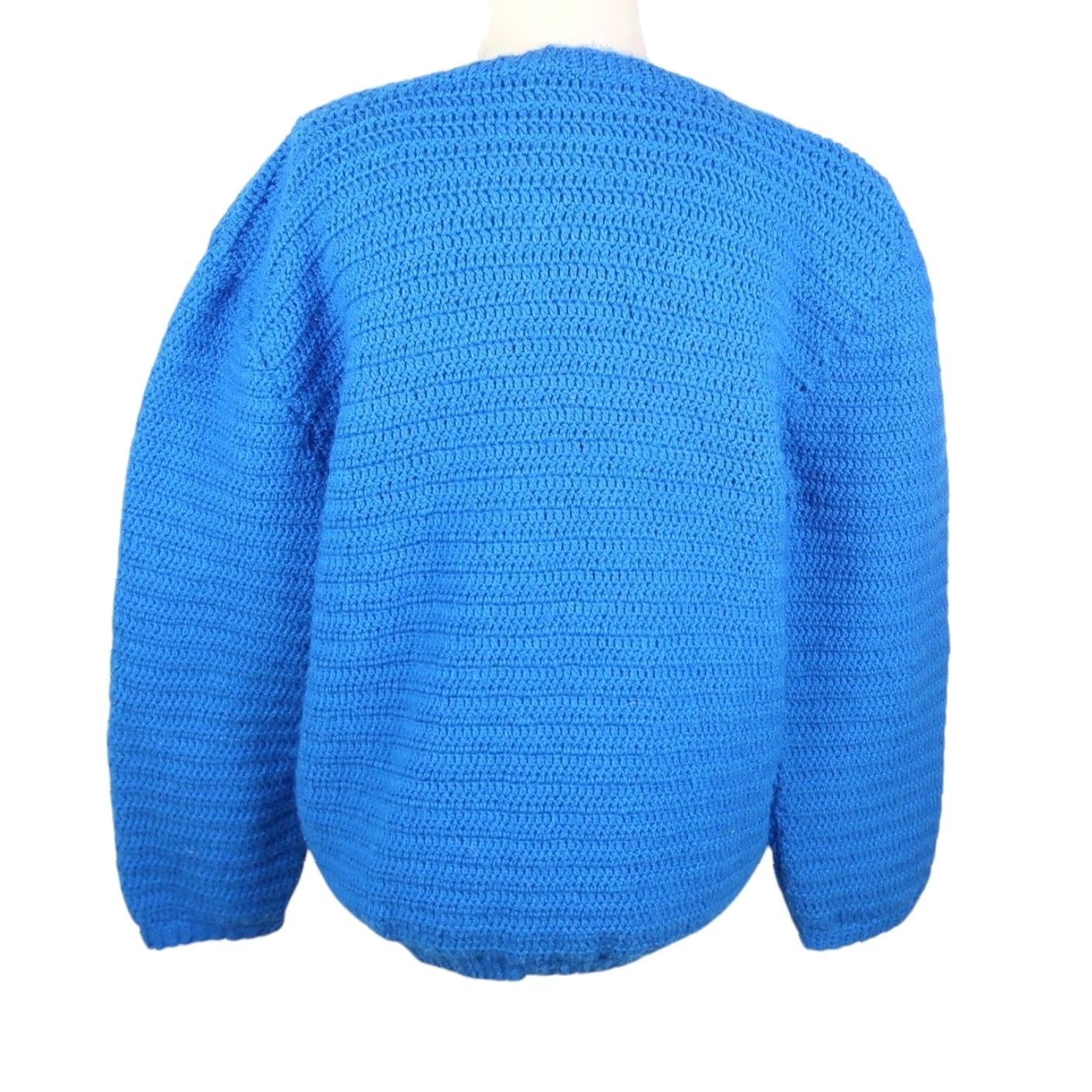 Vintage VINTAGE 80s Cobalt Blue Handknit Crewneck Pullover Sweater L Women Long Sleeve Knit Acrylic Solid Crew Neck Casual Modern Century? Size L / US 10 / IT 46 - 4 Thumbnail