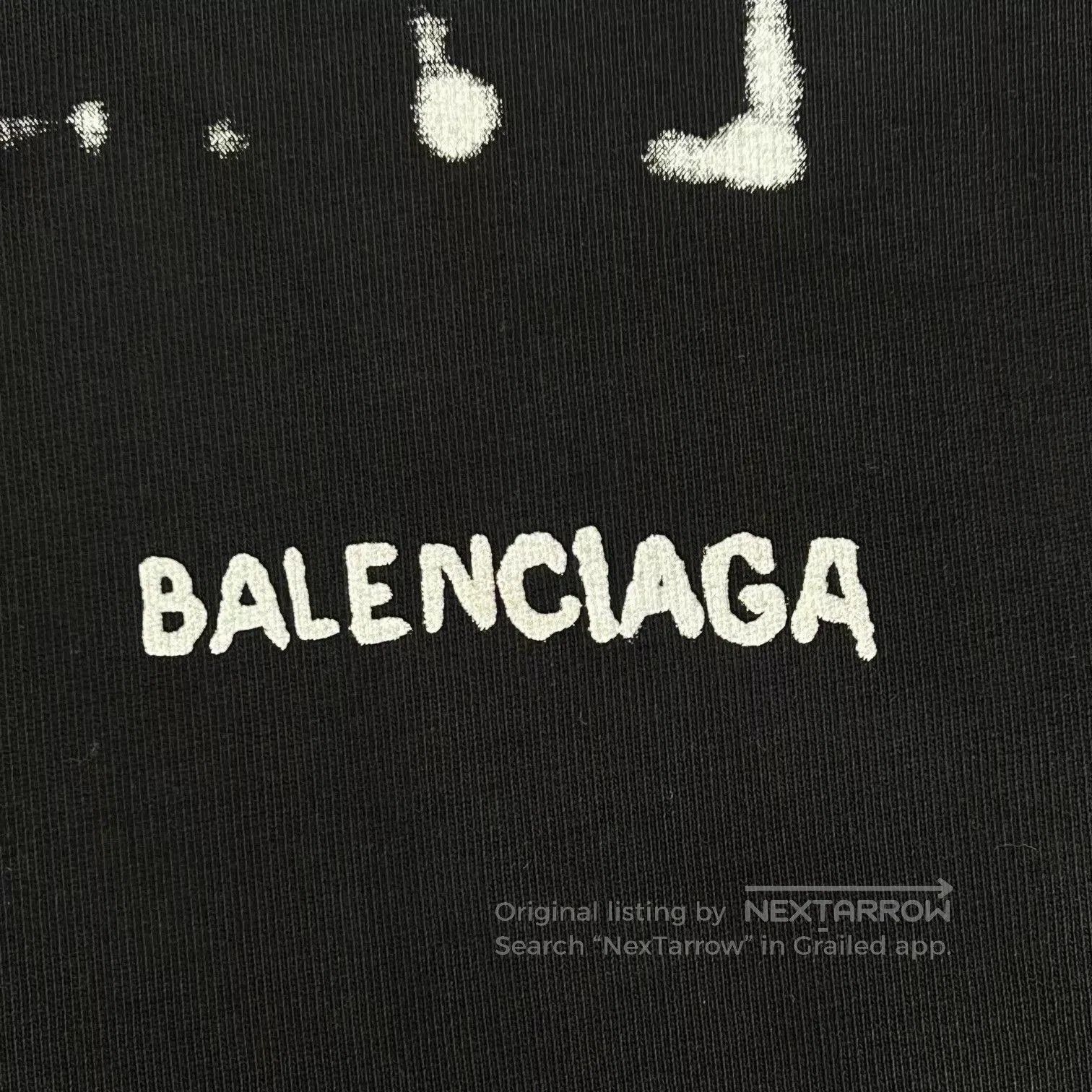 Balenciaga Black Graphic Print Oversized Hoodie. Size US XS / EU 42 / 0 - 5 Thumbnail