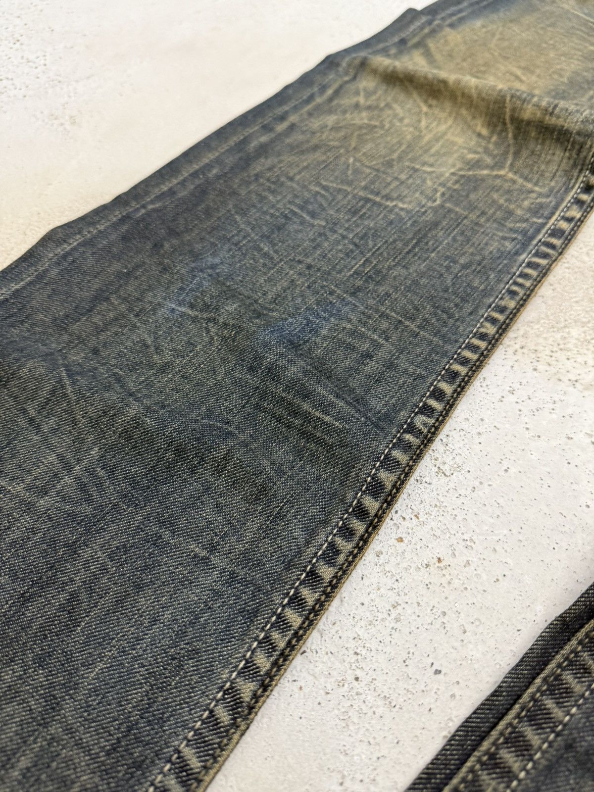 If Six Was Nine Ikka Japan Tribal Embroidered Muddy Wash Flared Denim Jeans Size US 29 - 8 Thumbnail
