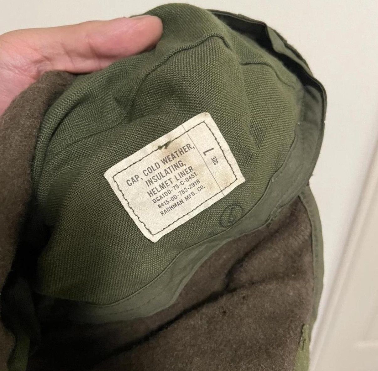 Vintage Vintage army green and brown military helmet cap Size ONE SIZE - 2 Thumbnail