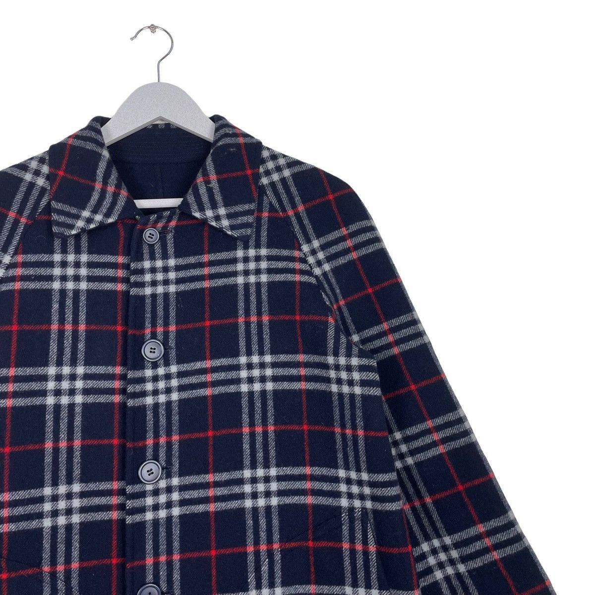Burberry Prorsum × Vintage 💥VTG BURBERRYS NAVY BLUE CHECK REVERSIBLE BUTTON PARKA Size US M / EU 48-50 / 2 - 8 Thumbnail