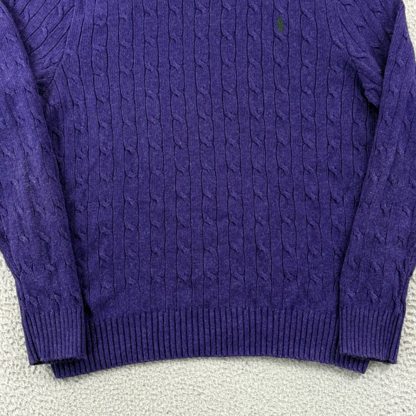 Polo Ralph Lauren VINTAGE Polo Ralph Lauren Sweater Mens XL Purple Long Sleeve 100% Silk Cable Knit Preppy Size US XL / EU 56 / 4 - 2 Thumbnail