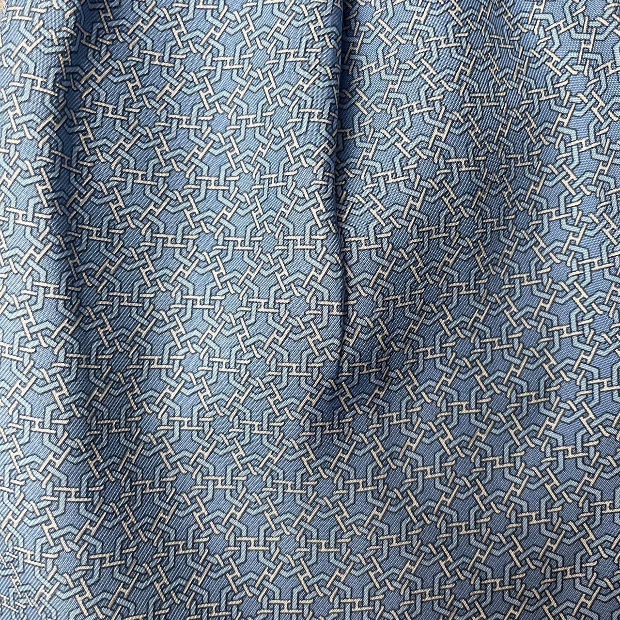 Hermes Hermes Paris Ascot Silk Tie Blue Geometry Size ONE SIZE - 2 Thumbnail