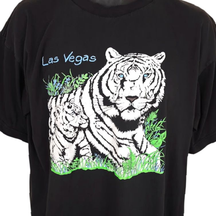 Vintage VINTAGE OB T-Shirt Mens XL Black 90s Las Vegas Souvenir Siberian White Tigers Shirt Size US XL / EU 56 / 4 - 2 Thumbnail