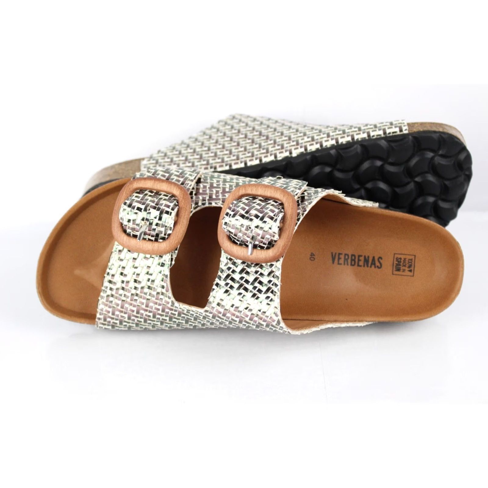Vintage Verbenas Women's Right Slide Sandals Size US 9 / EU 40 Gray Plomo Braided Metal Check Buckle Sandal Size US 9 / IT 39 - 3 Thumbnail