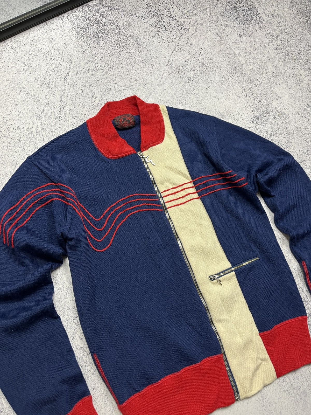 Evisu Vintage Evisu Big Logo Wool Knitted Zip Sweater Jacket Rare Size US S / EU 44-46 / 1 - 4 Thumbnail