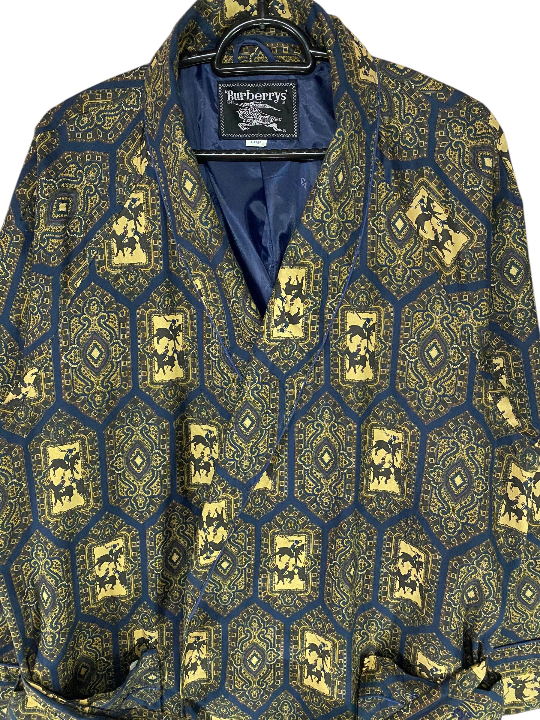 Burberry × Burberry Prorsum × Designer 90s Burberrys polo equestrian allover print dressing gown Size US L / EU 52-54 / 3 - 10 Thumbnail