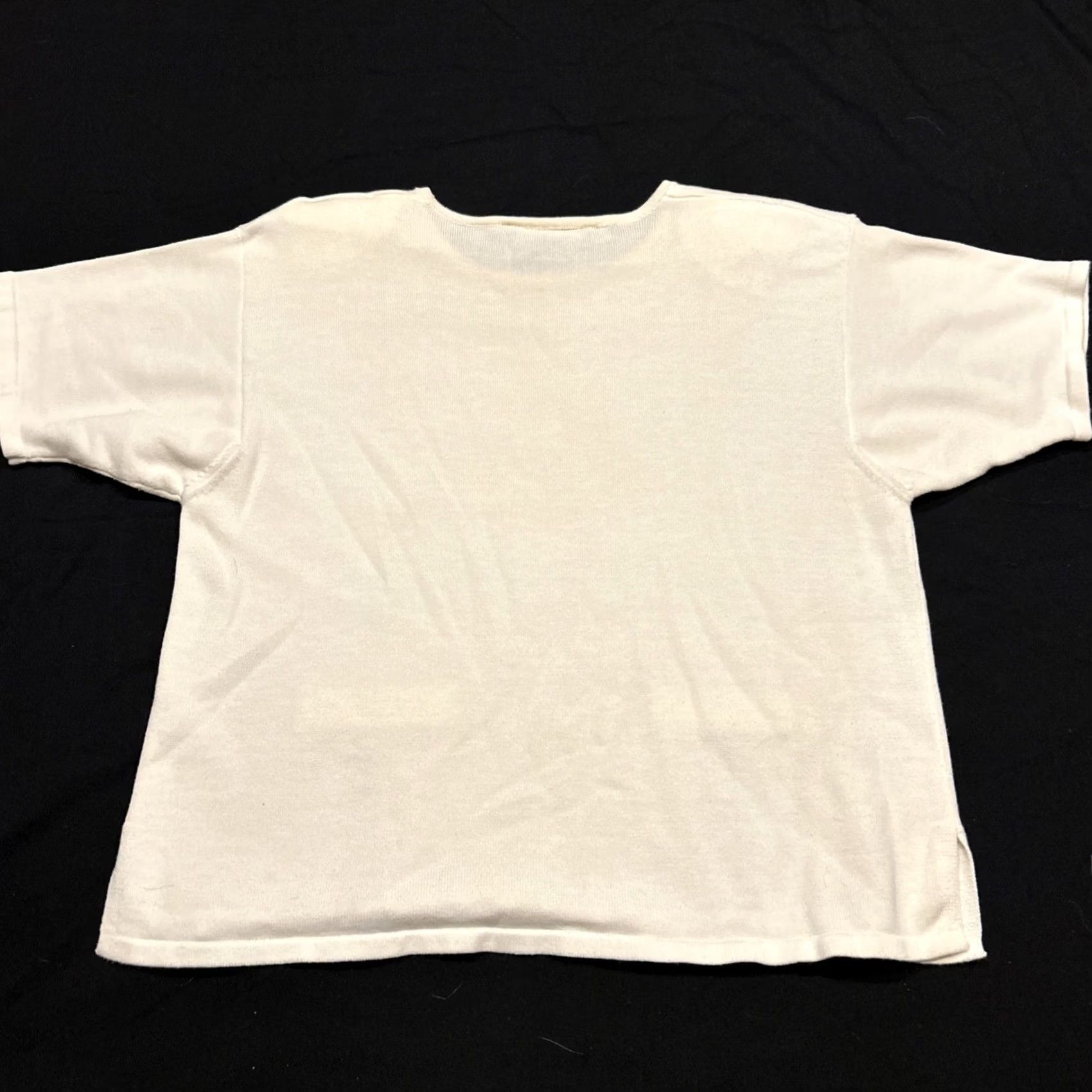 Vintage Norton McNaughton Women’s PM White Blouse Acrylic Blend PM Petite Regular Short Sleeve Round Neck Shirt 90s Womens Size M / US 6-8 / IT 42-44 - 3 Thumbnail
