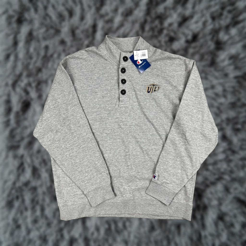Champion UTEP Miners Champion Heather Gray Henley Pullover Sweatshirt - 2XL Mens Gray Pullover Sweatshirt Champion Men 2XL Heather Gray UTEP Miners Humidity? Size US XXL / EU 58 / 5 - 1 Thumbnail