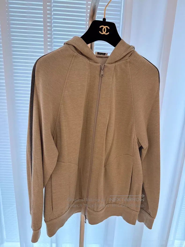 Brunello Cucinelli Brunello Cucinelli Khaki Hooded Sweatshirt Size XXS / US 00 / IT 34 - 1 Thumbnail