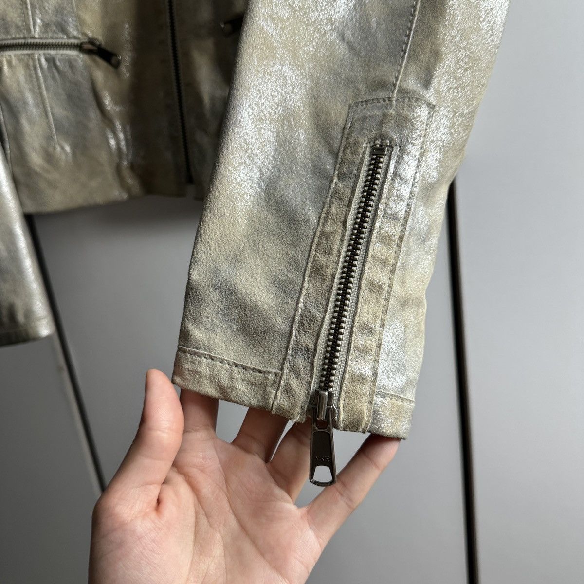 ARMA Metallic silver leather jacket by Arma sz S Size M / US 6-8 / IT 42-44 - 6 Thumbnail