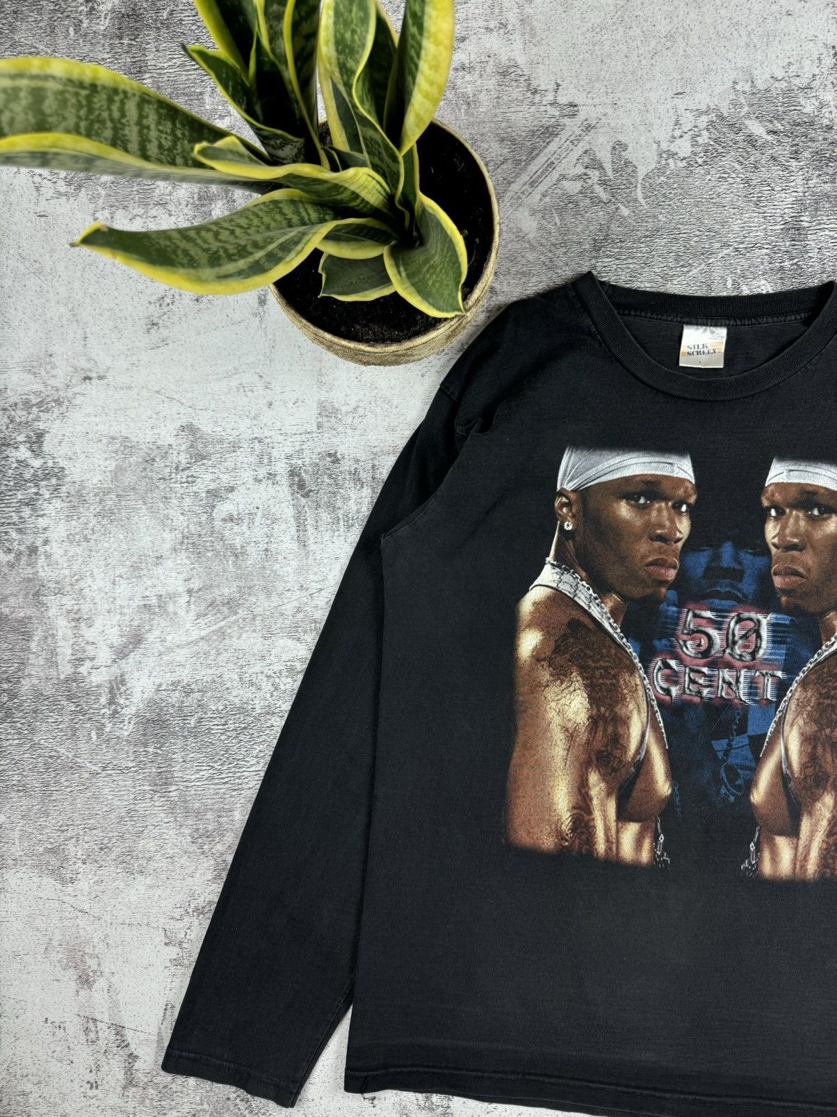 50 Cent Vintage 50 Cent Rap 90S Faded Silk Stars Longsleeve T Shirt Size US L / EU 52-54 / 3 - 3 Thumbnail