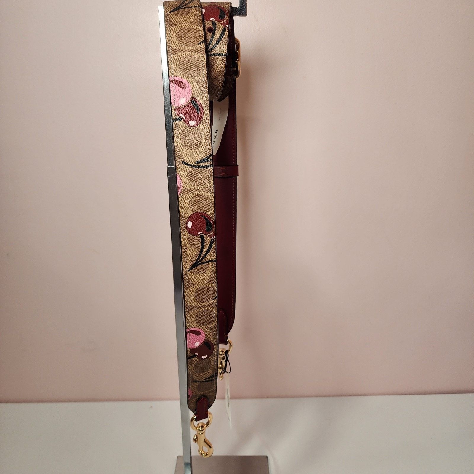 Coach NW Coach CZ021 Strap Tan Signature Leather Cherry Reversible Size ONE SIZE - 4 Thumbnail